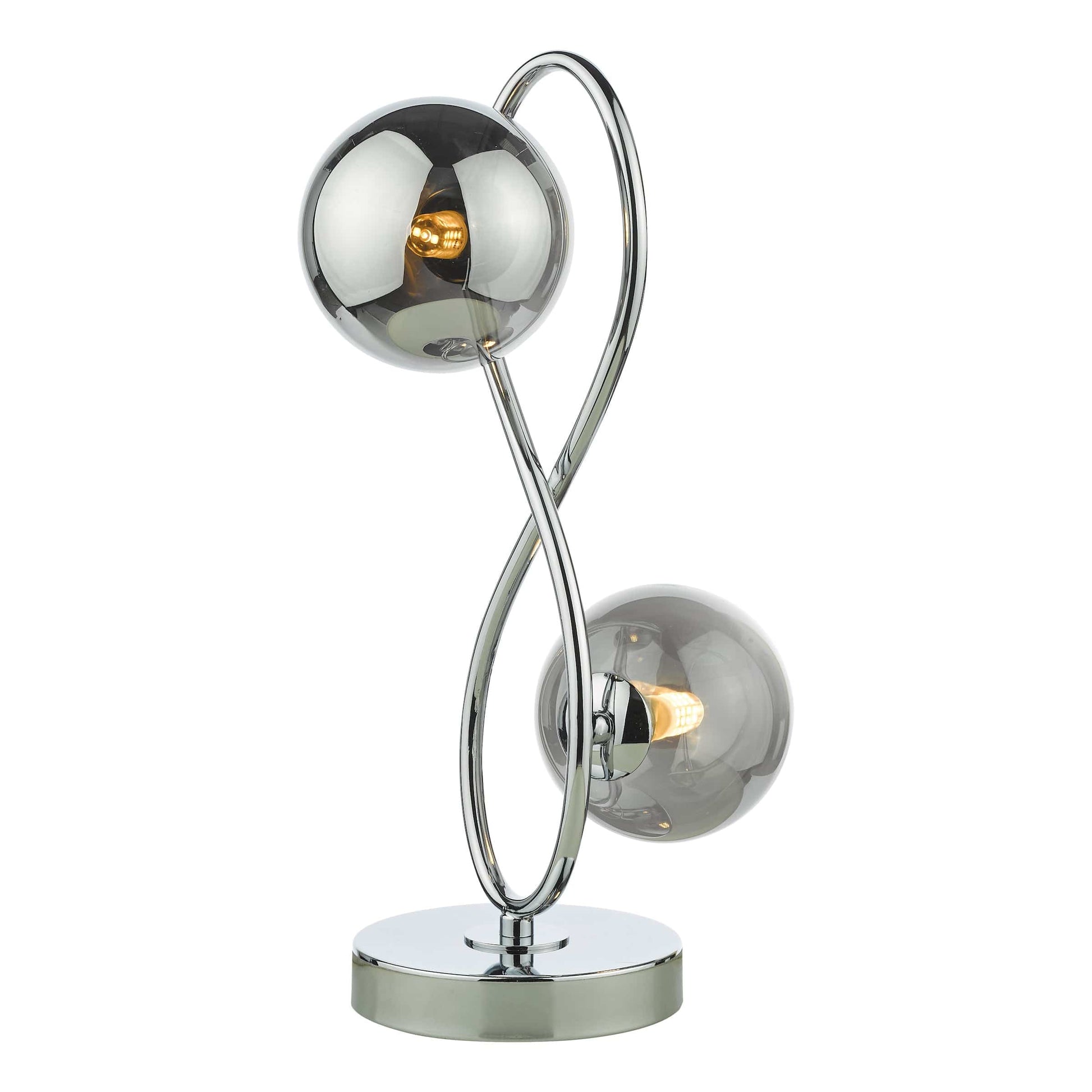 dar lighting Lysandra 2 Light Table Lamp Polished Chrome and Smoked Glass LYS4250