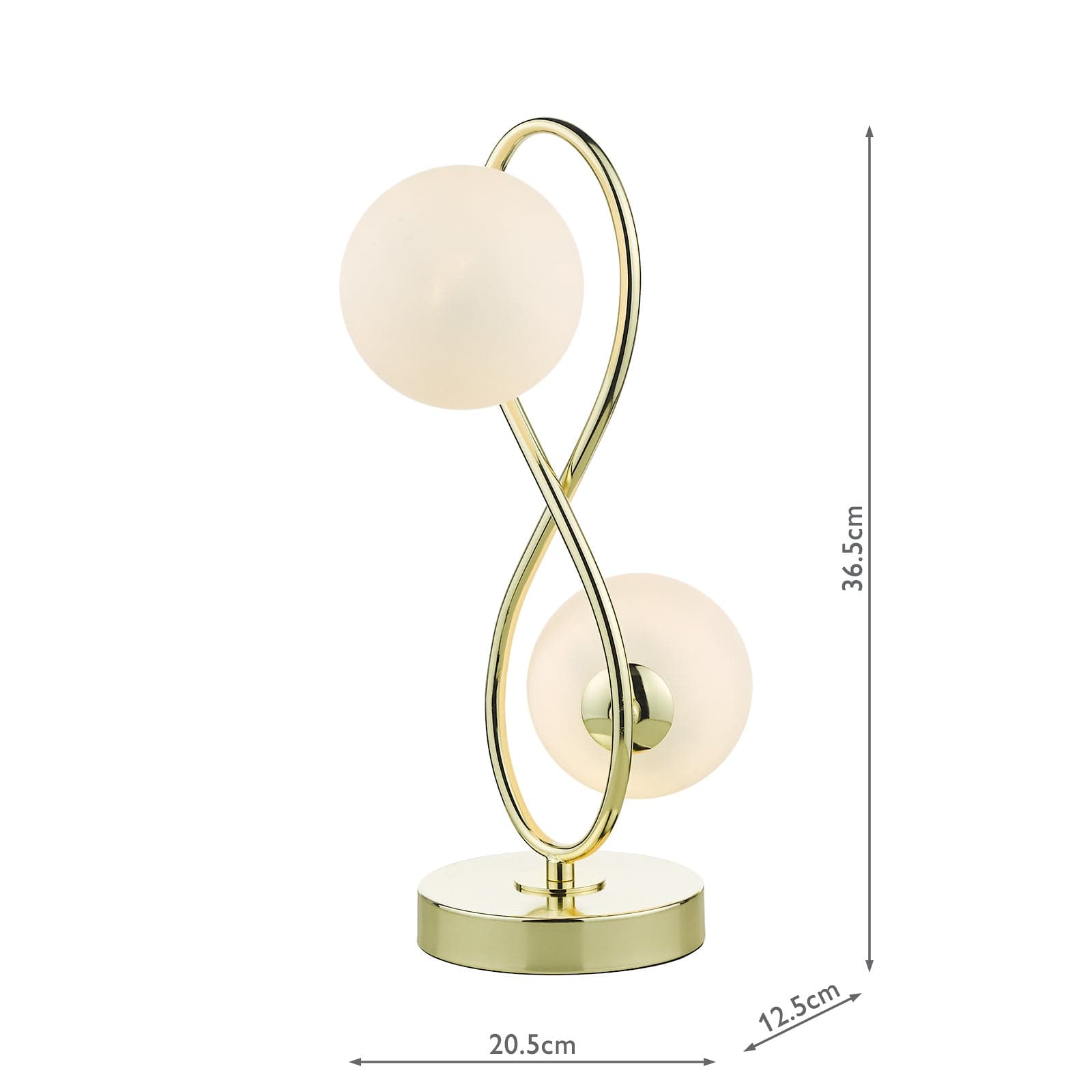 dar lighting Lysandra 2 Light Table Lamp Polished Gold and Opal Glass LYS4235