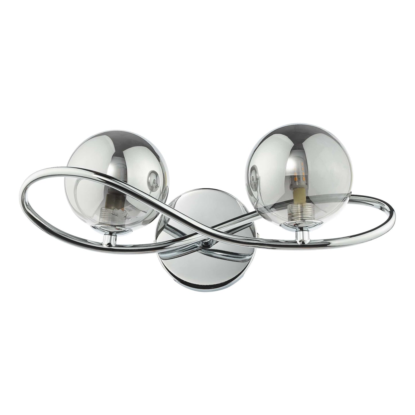 dar lighting Lysandra 2 Light Wall Light Polished Chrome and Smoked Glass LYS0950