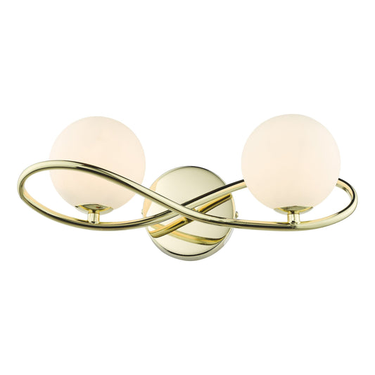 dar lighting Lysandra 2 Light Wall Light Polished Gold and Opal Glass LYS0935