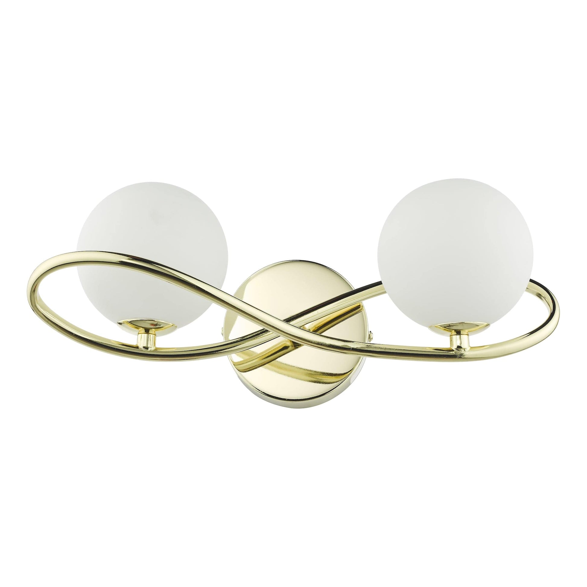 dar lighting Lysandra 2 Light Wall Light Polished Gold and Opal Glass LYS0935