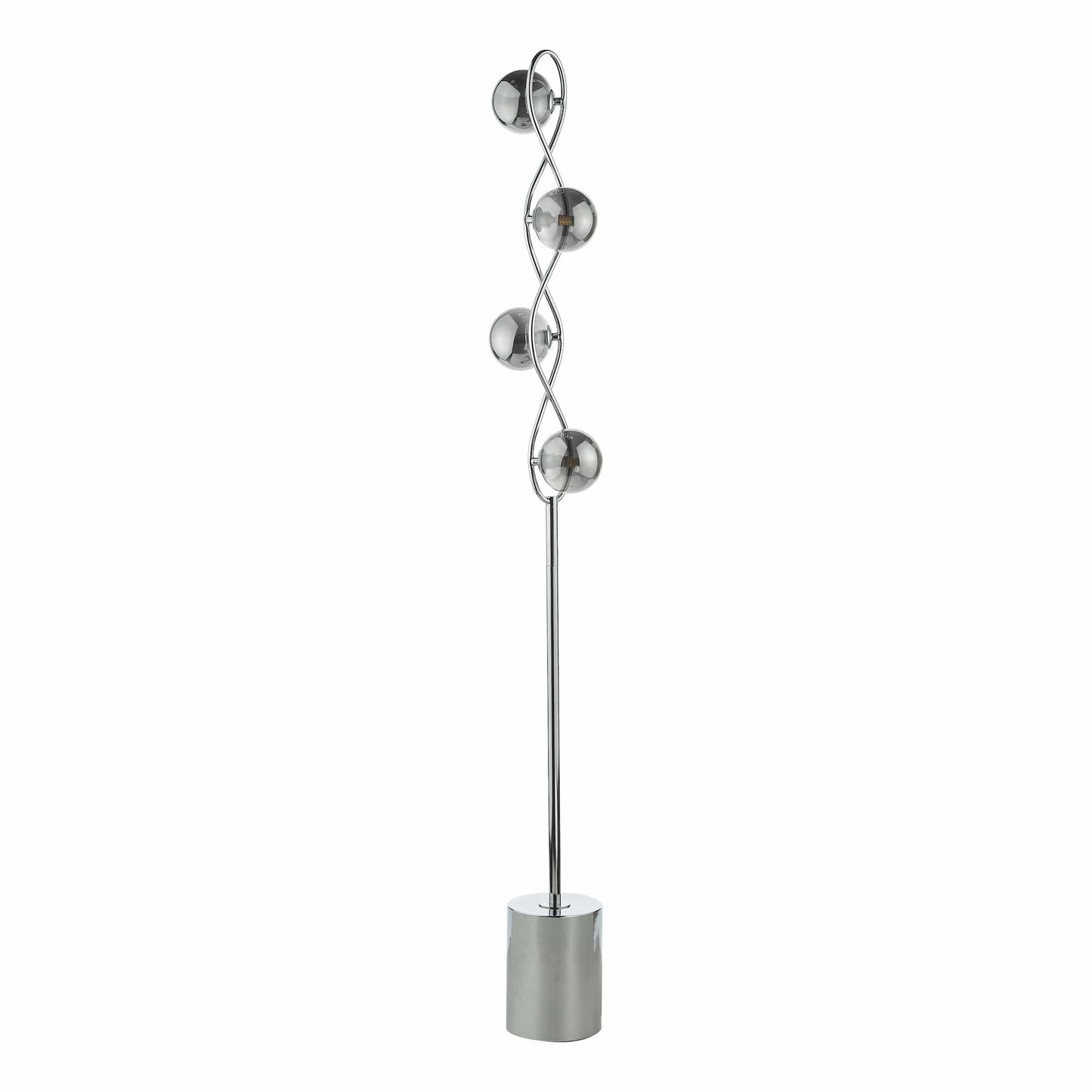 dar lighting Lysandra 4 Light Floor Lamp Polished Chrome and Smoked Glass LYS4950