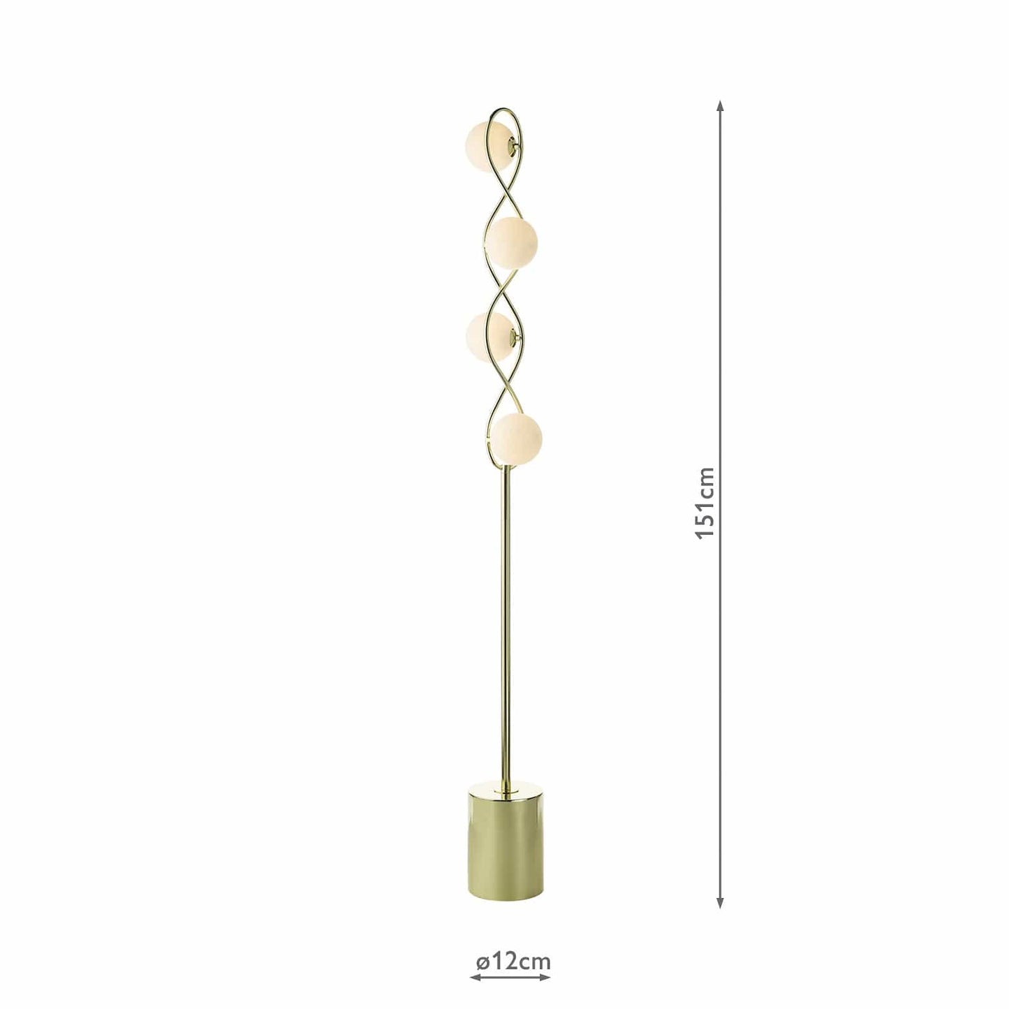 dar lighting Lysandra 4 Light Floor Lamp Polished Gold and Opal Glass LYS4935