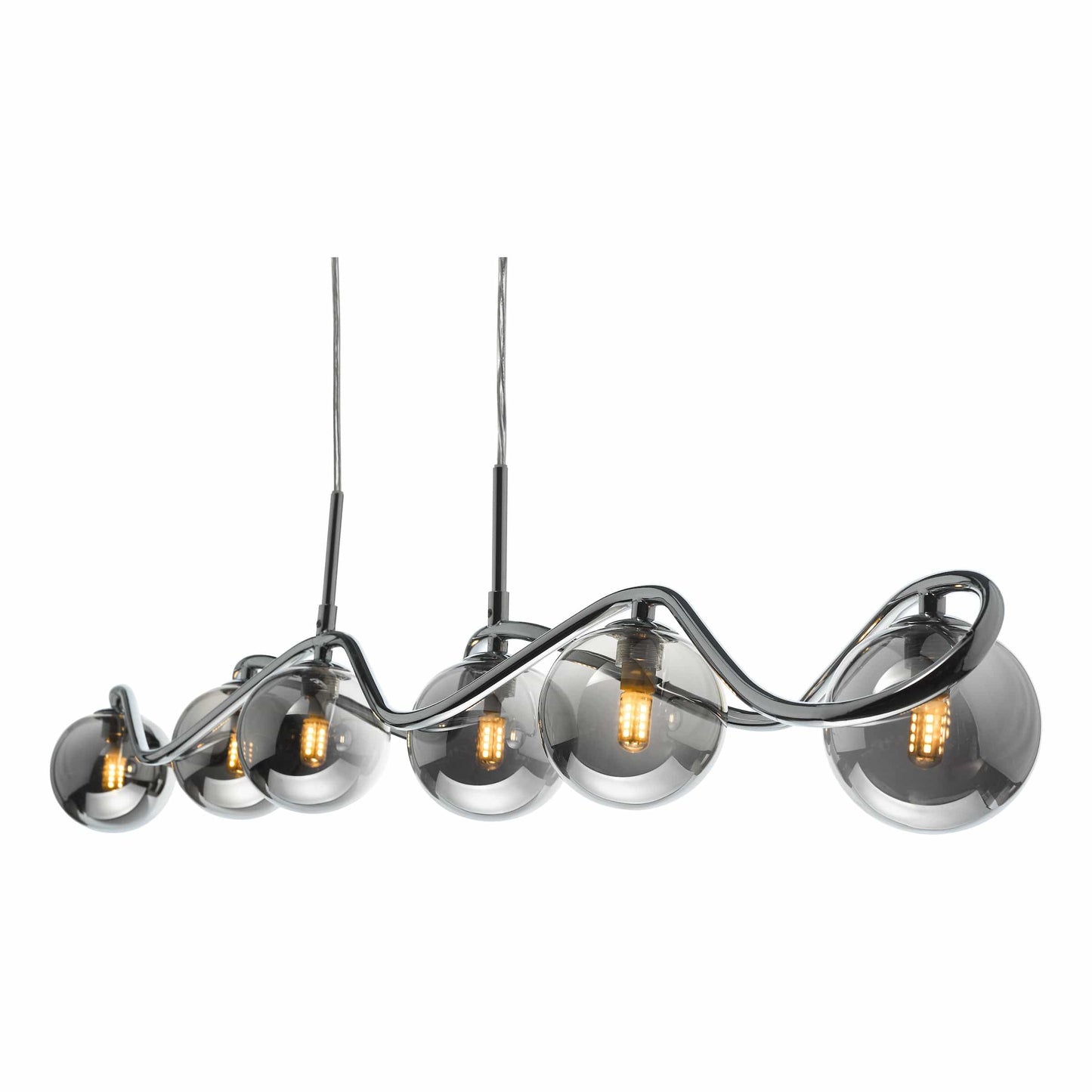 dar lighting Lysandra 6 Light Bar Pendant Polished Chrome and Smoked Glass LYS6250