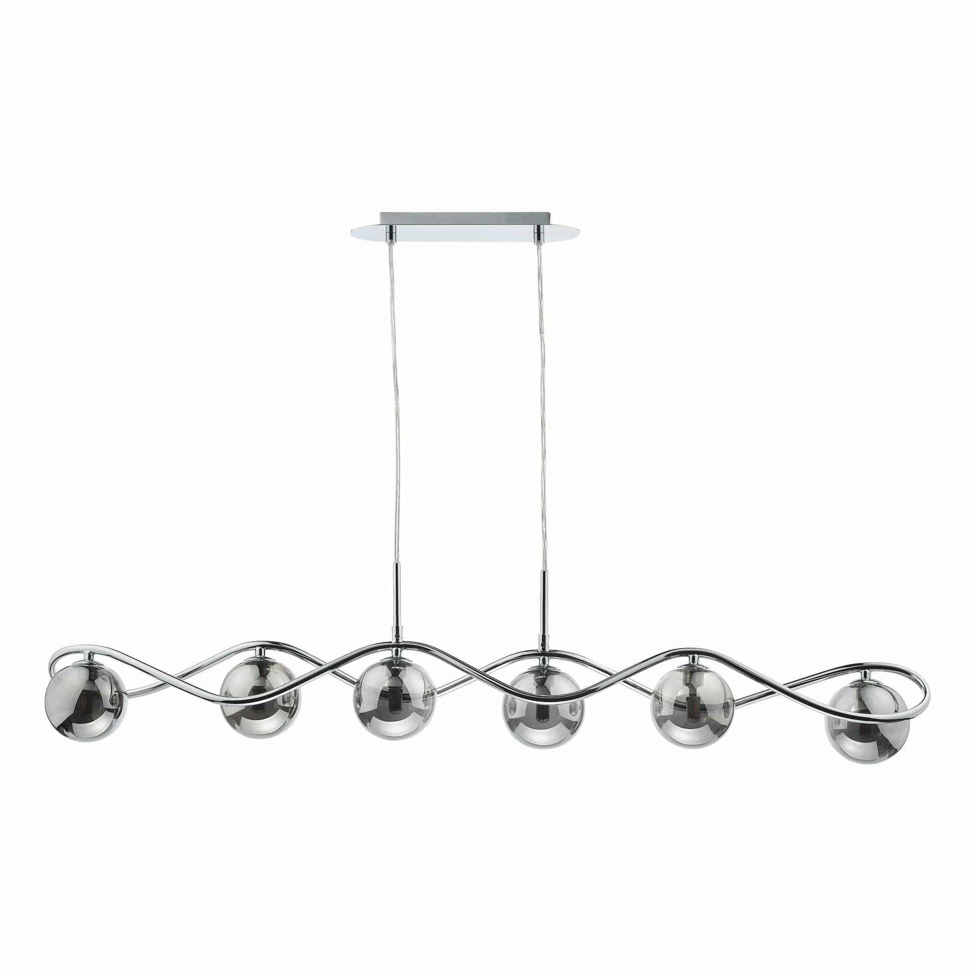 dar lighting Lysandra 6 Light Bar Pendant Polished Chrome and Smoked Glass LYS6250