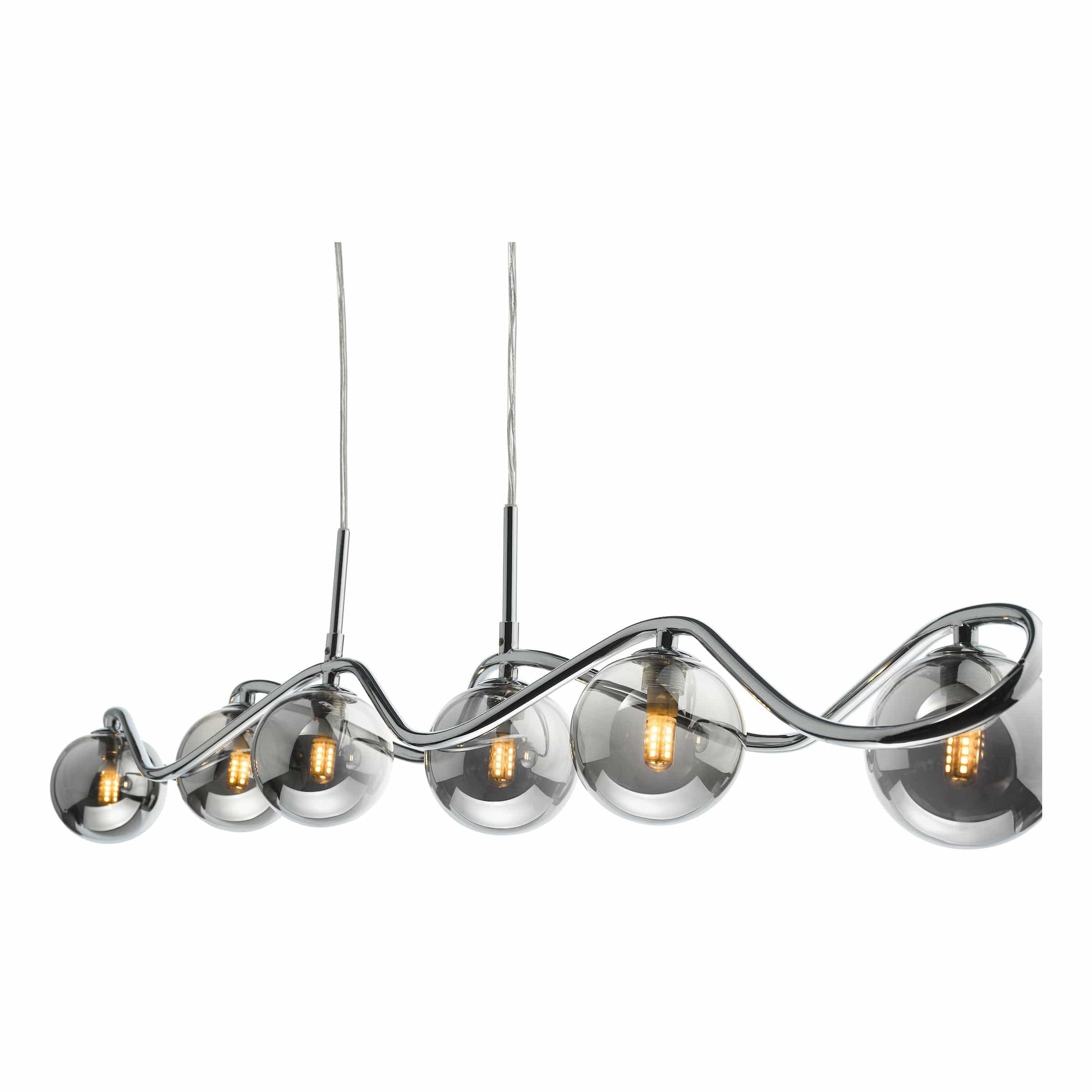 dar lighting Lysandra 6 Light Bar Pendant Polished Chrome and Smoked Glass LYS6250