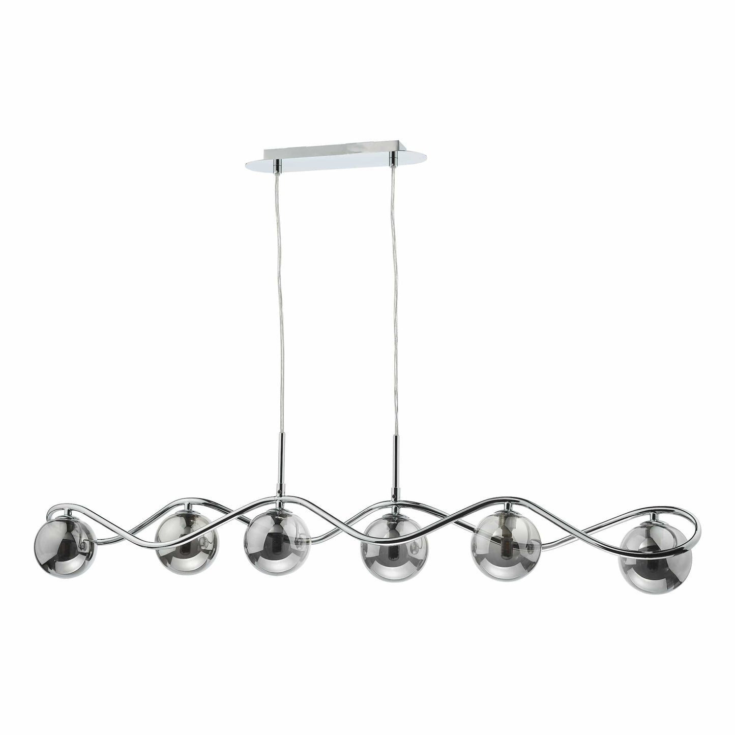 dar lighting Lysandra 6 Light Bar Pendant Polished Chrome and Smoked Glass LYS6250