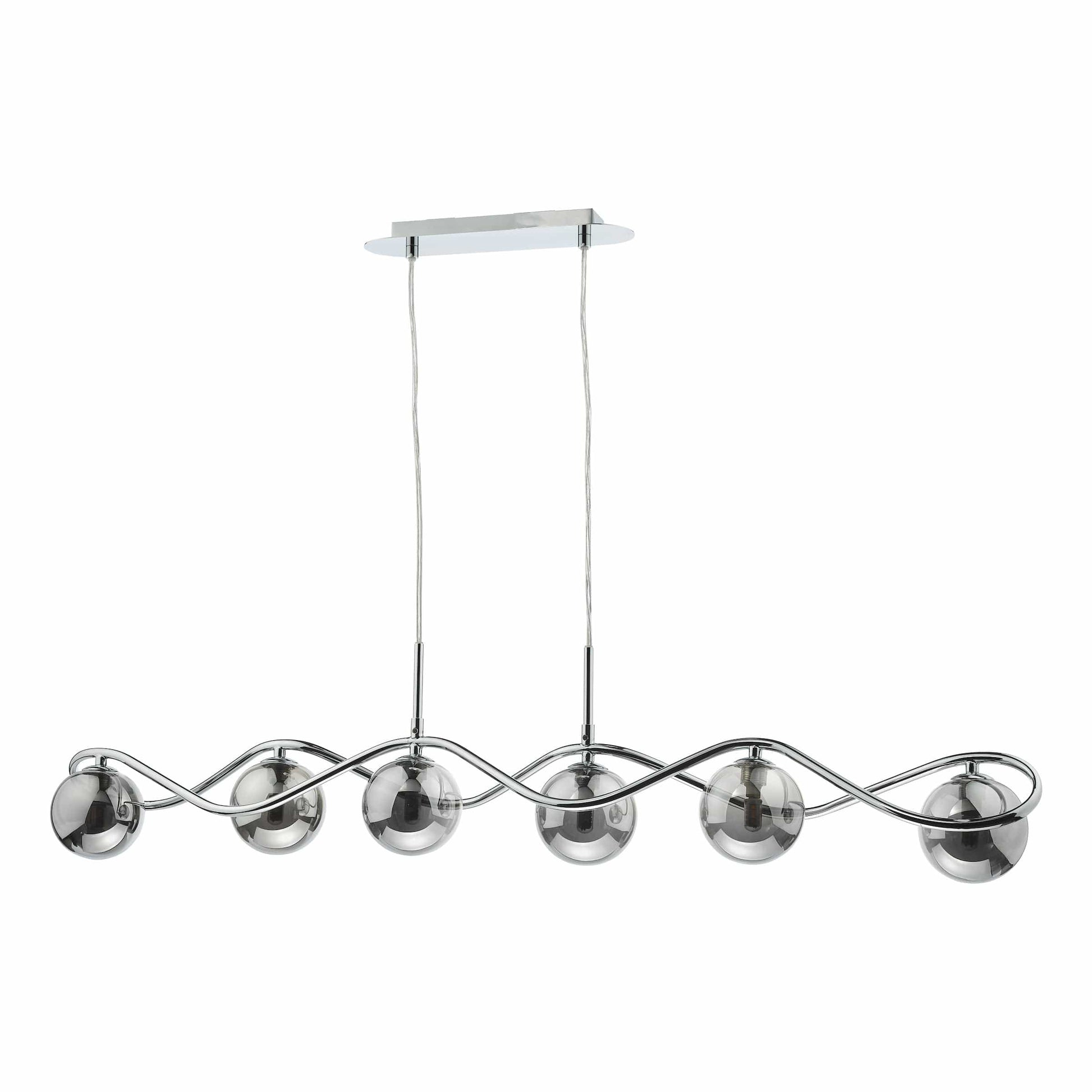 dar lighting Lysandra 6 Light Bar Pendant Polished Chrome and Smoked Glass LYS6250