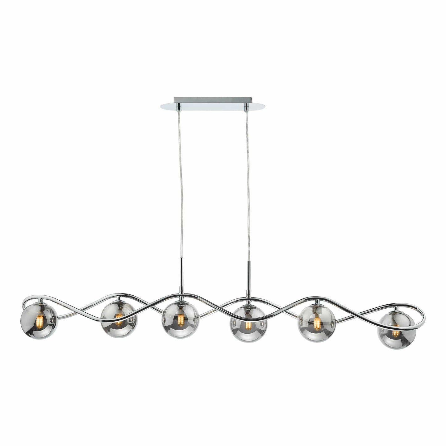 dar lighting Lysandra 6 Light Bar Pendant Polished Chrome and Smoked Glass LYS6250