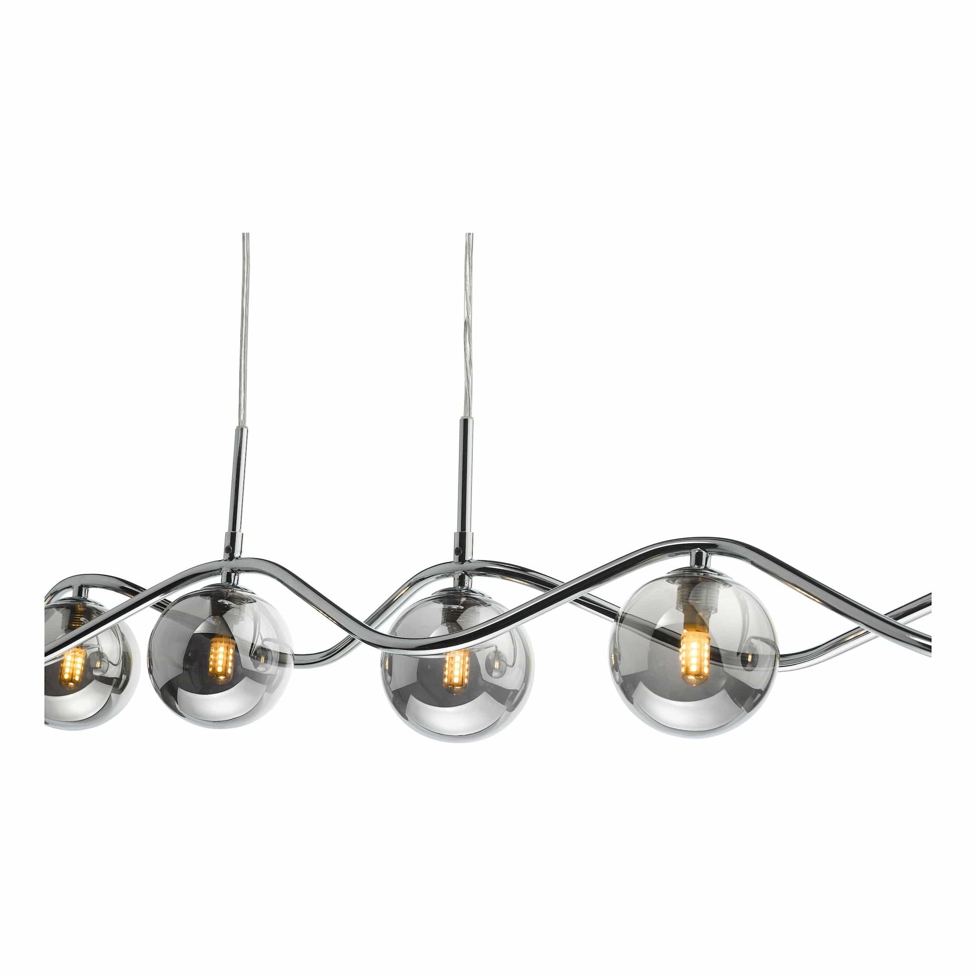 dar lighting Lysandra 6 Light Bar Pendant Polished Chrome and Smoked Glass LYS6250