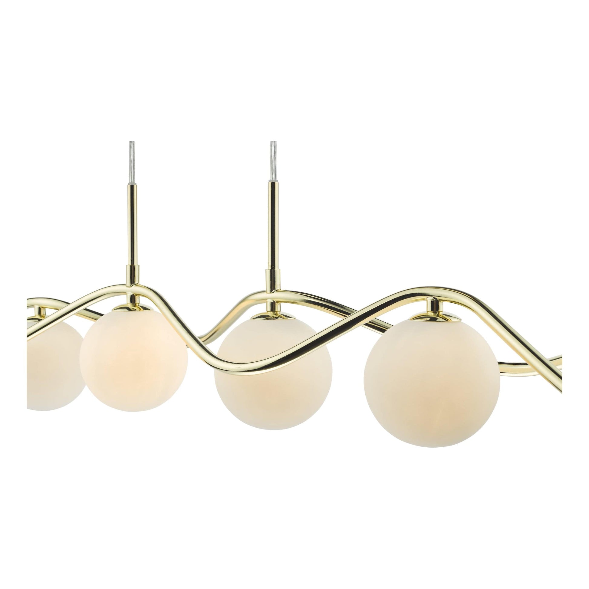 dar lighting Lysandra 6 Light Bar Pendant Polished Gold and Opal Glass LYS6235