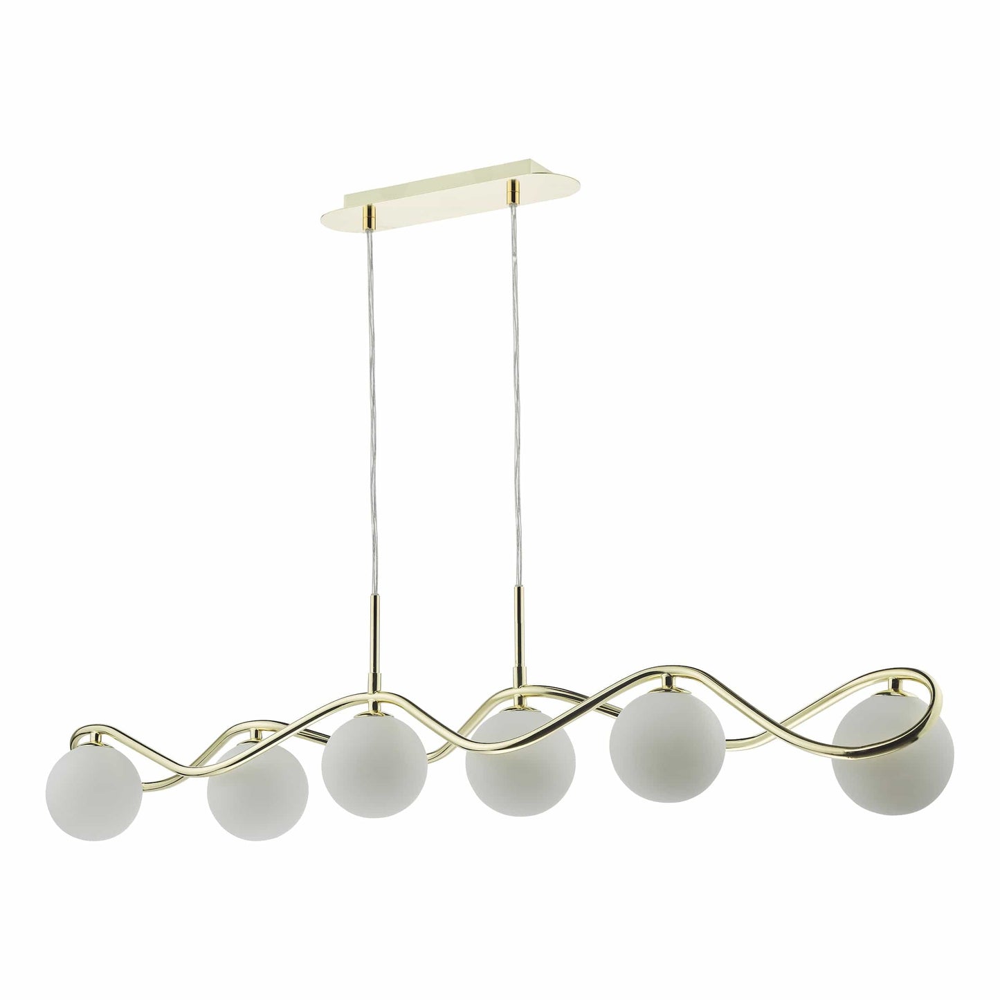 dar lighting Lysandra 6 Light Bar Pendant Polished Gold and Opal Glass LYS6235