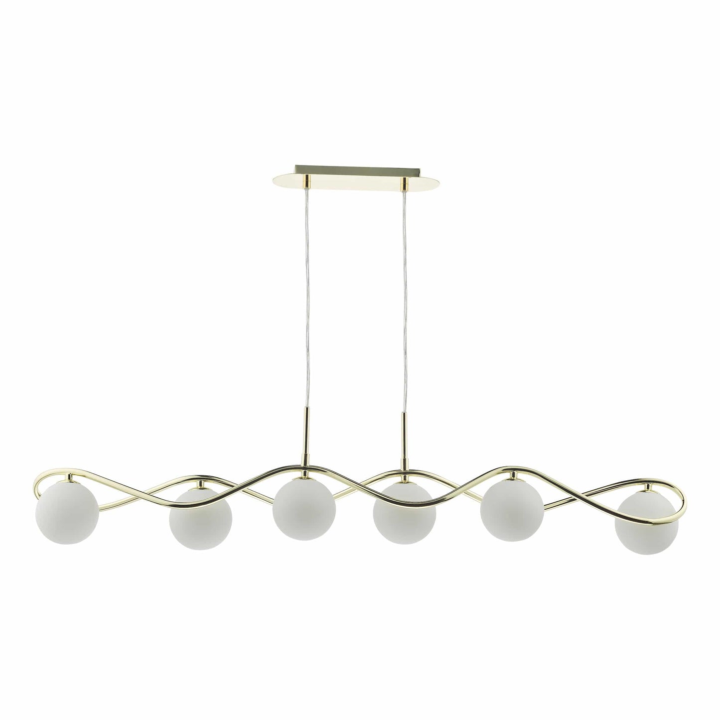 dar lighting Lysandra 6 Light Bar Pendant Polished Gold and Opal Glass LYS6235