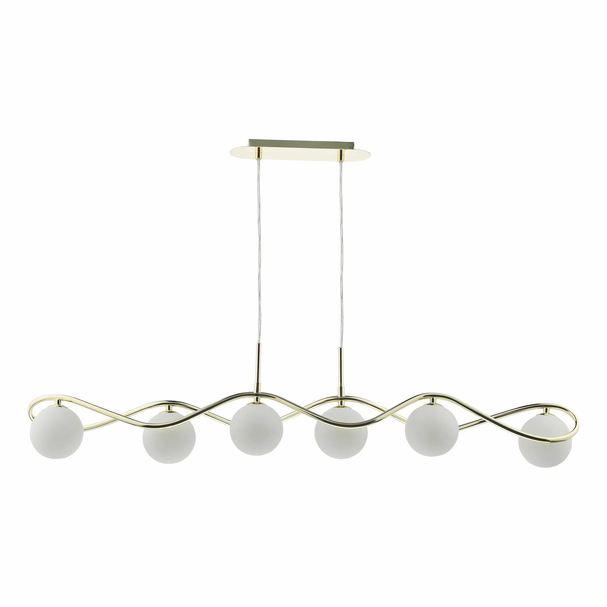 dar lighting Lysandra 6 Light Bar Pendant Polished Gold and Opal Glass LYS6235