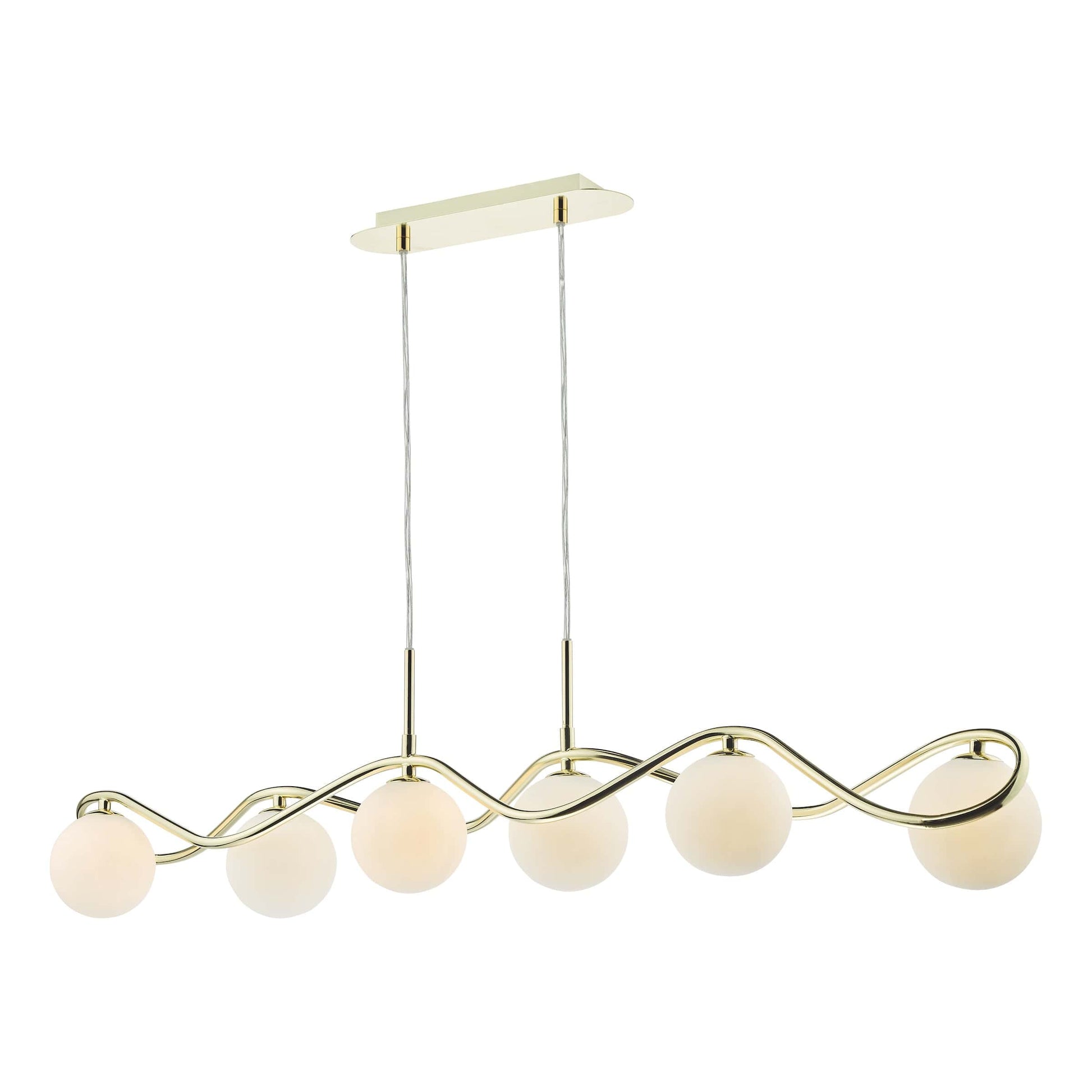 dar lighting Lysandra 6 Light Bar Pendant Polished Gold and Opal Glass LYS6235