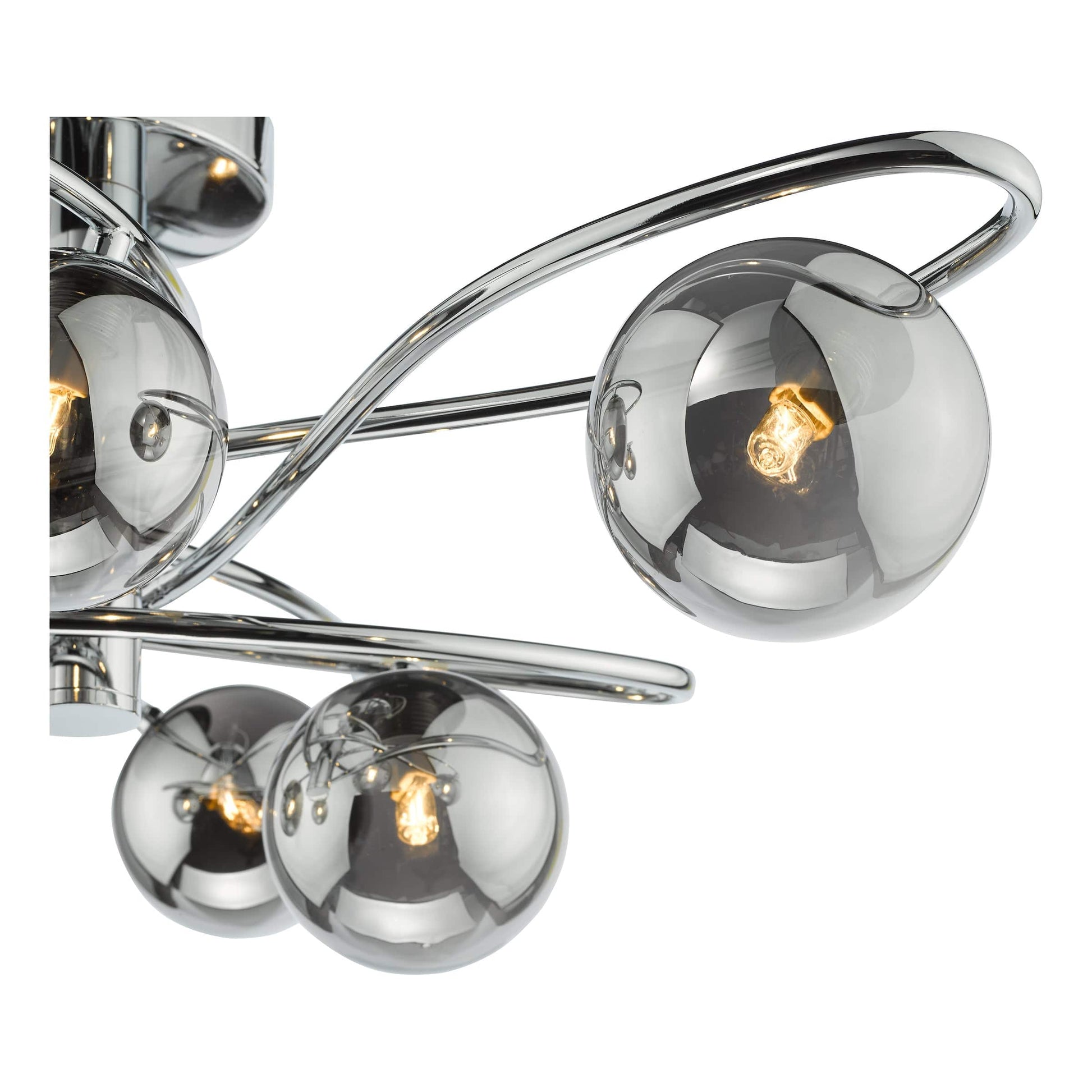 dar lighting Lysandra 6 Light Semi-Flush Polished Chrome and Smoked Glass LYS6450