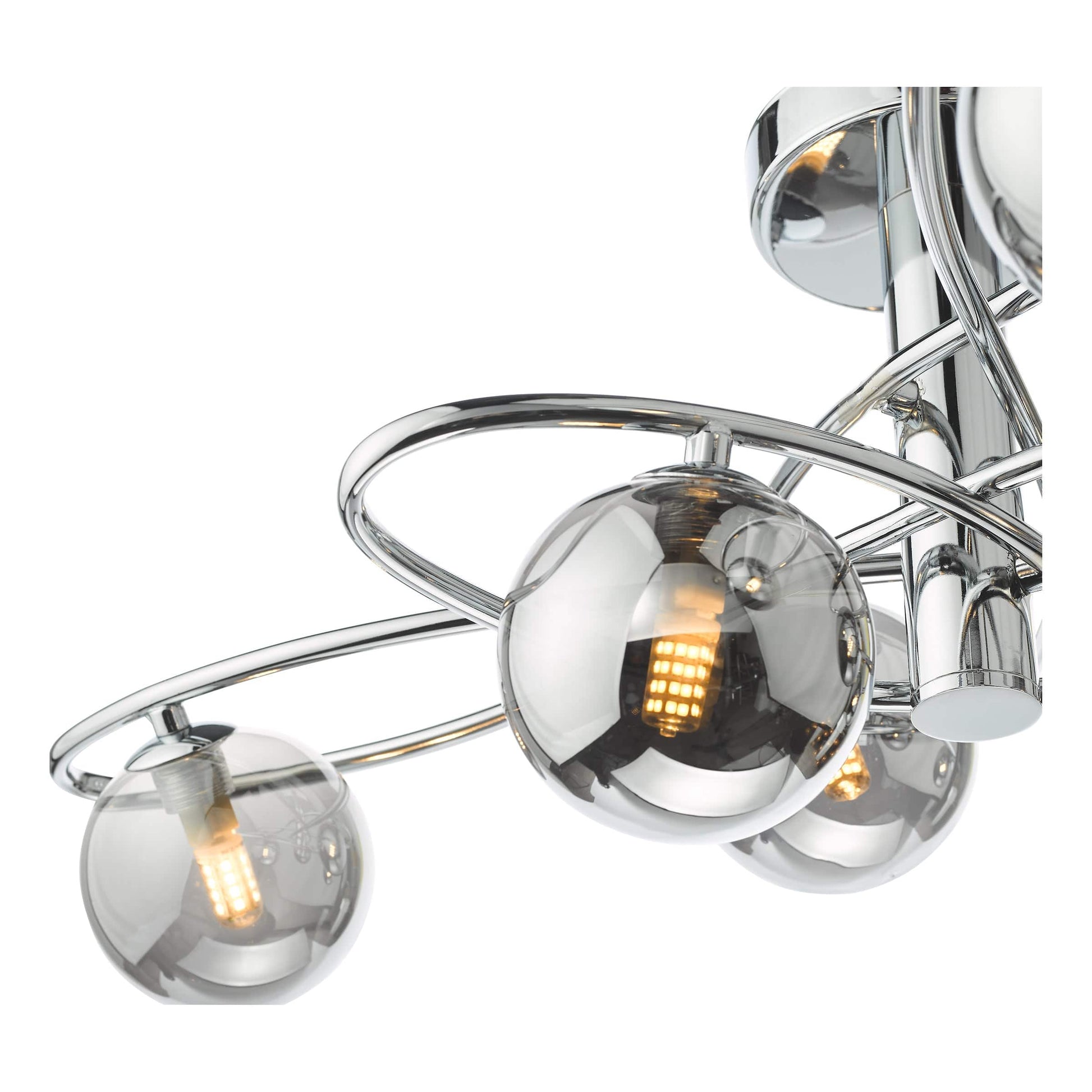 dar lighting Lysandra 6 Light Semi-Flush Polished Chrome and Smoked Glass LYS6450