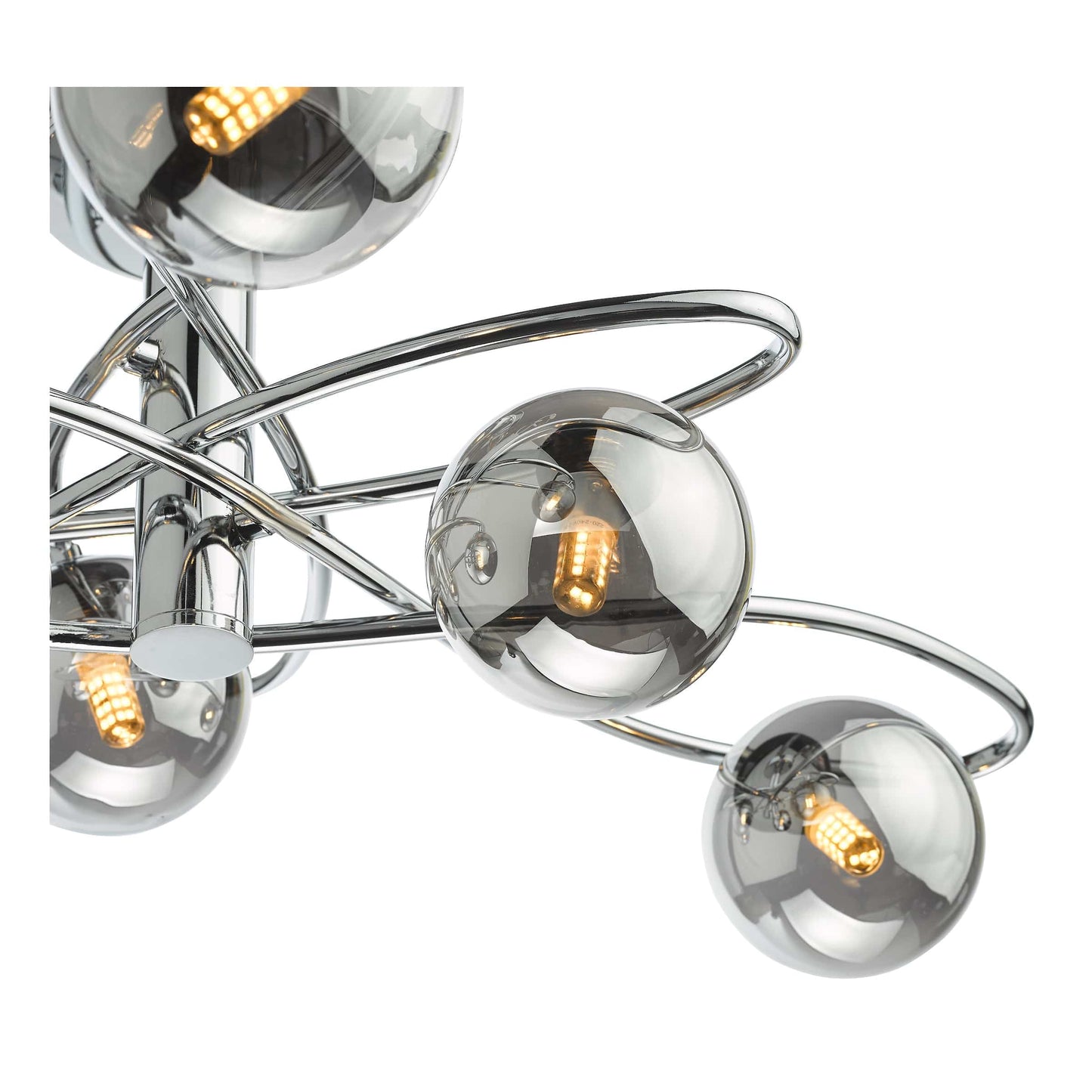 dar lighting Lysandra 6 Light Semi-Flush Polished Chrome and Smoked Glass LYS6450