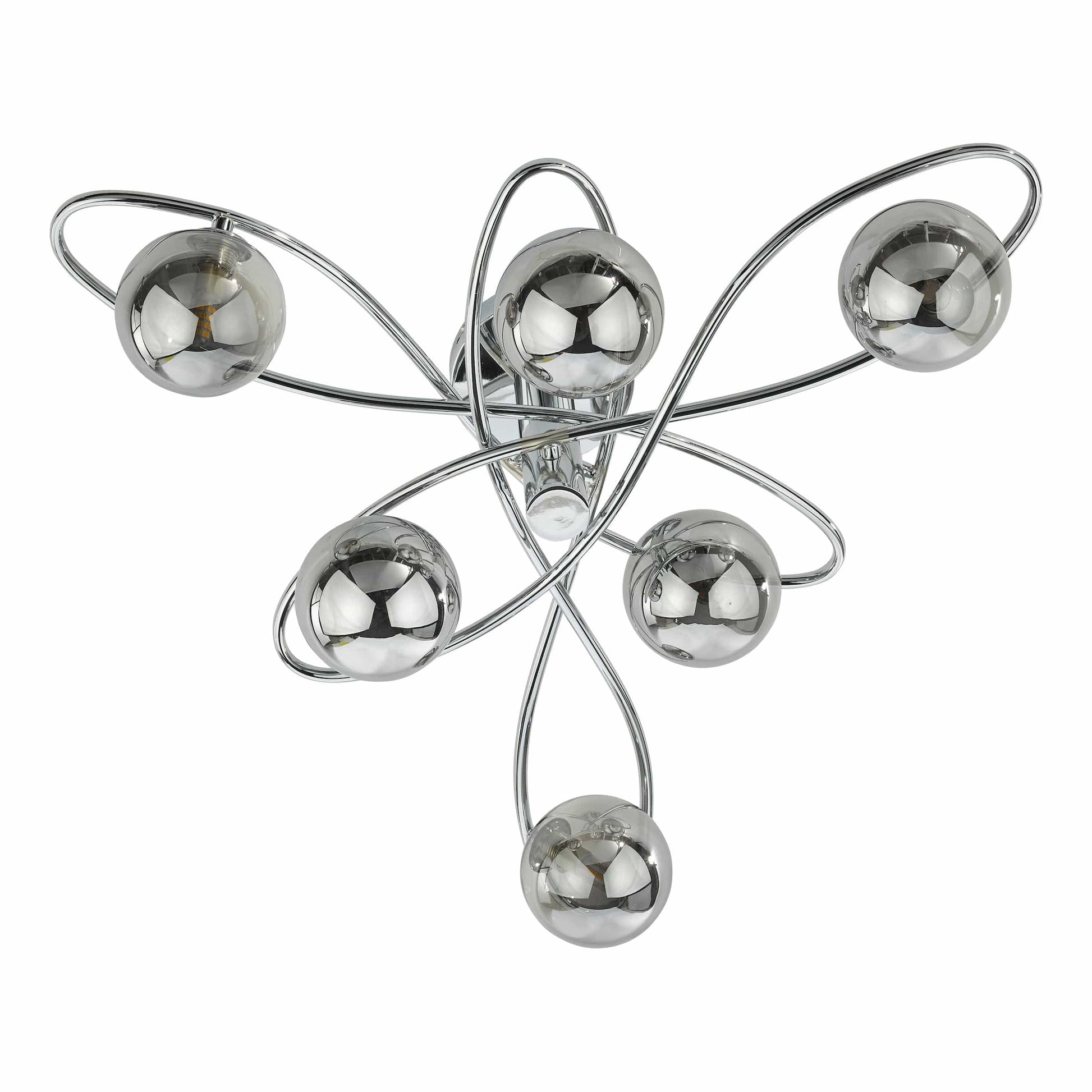 dar lighting Lysandra 6 Light Semi-Flush Polished Chrome and Smoked Glass LYS6450