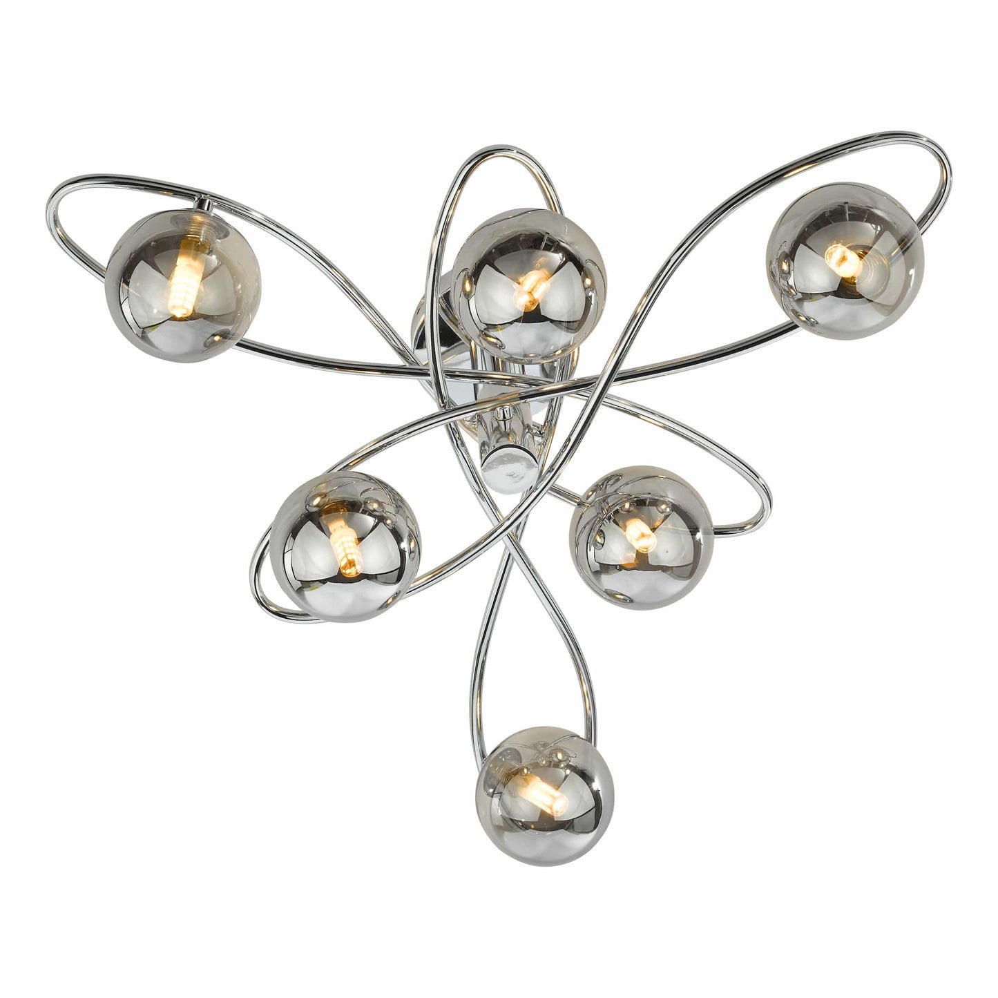 dar lighting Lysandra 6 Light Semi-Flush Polished Chrome and Smoked Glass LYS6450