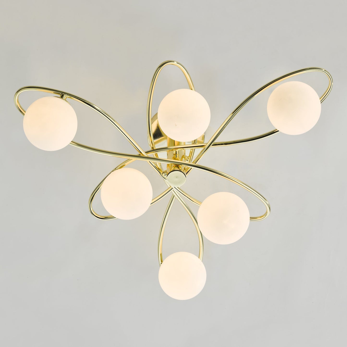 dar lighting Lysandra 6 Light Semi-Flush Polished Gold and Opal Glass LYS6435