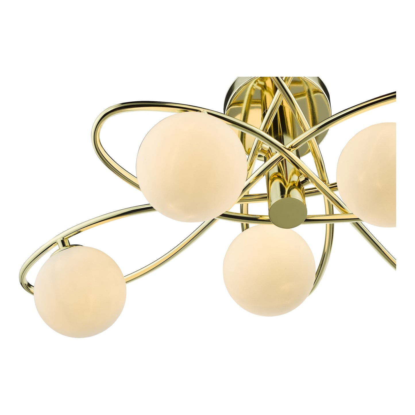 dar lighting Lysandra 6 Light Semi-Flush Polished Gold and Opal Glass LYS6435