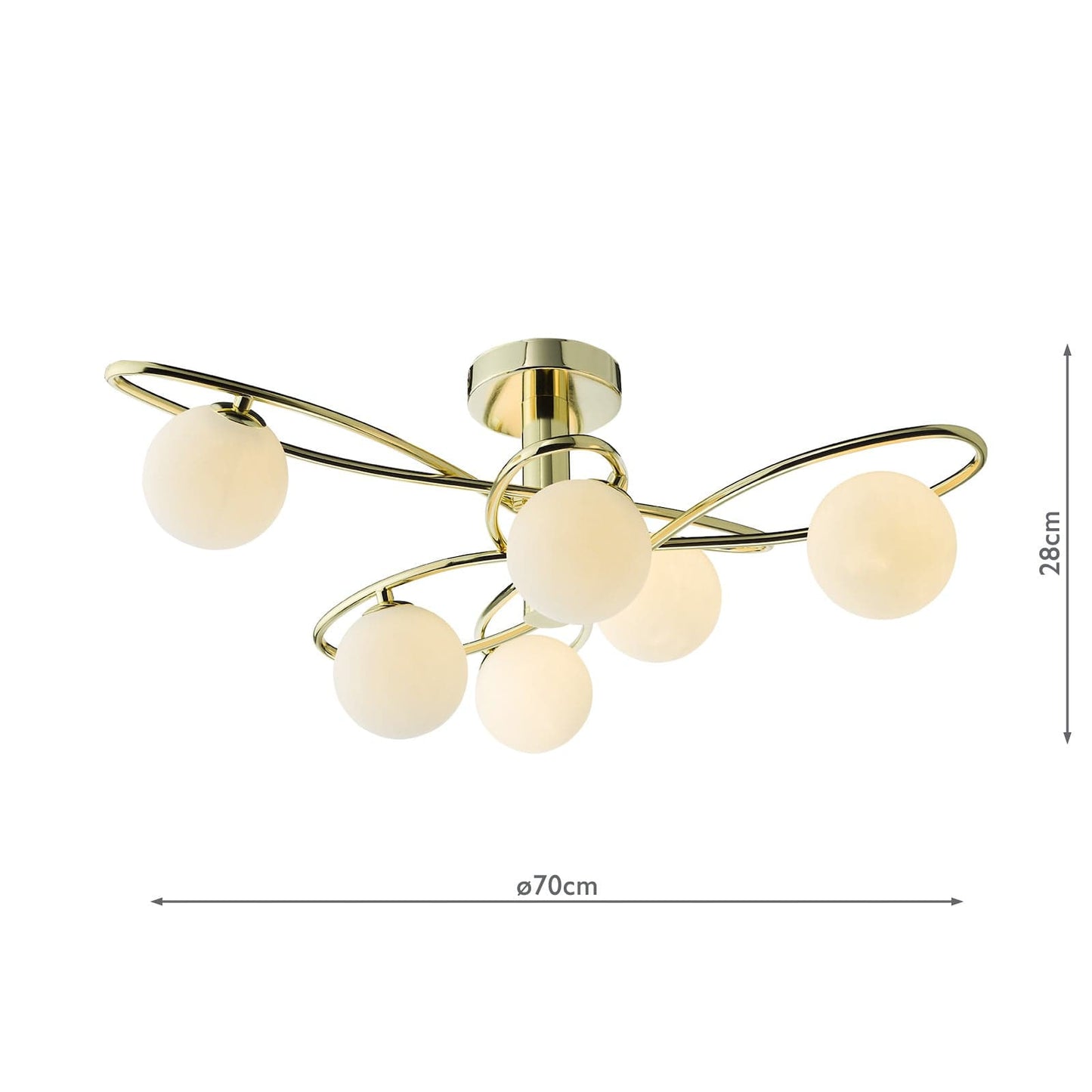 dar lighting Lysandra 6 Light Semi-Flush Polished Gold and Opal Glass LYS6435