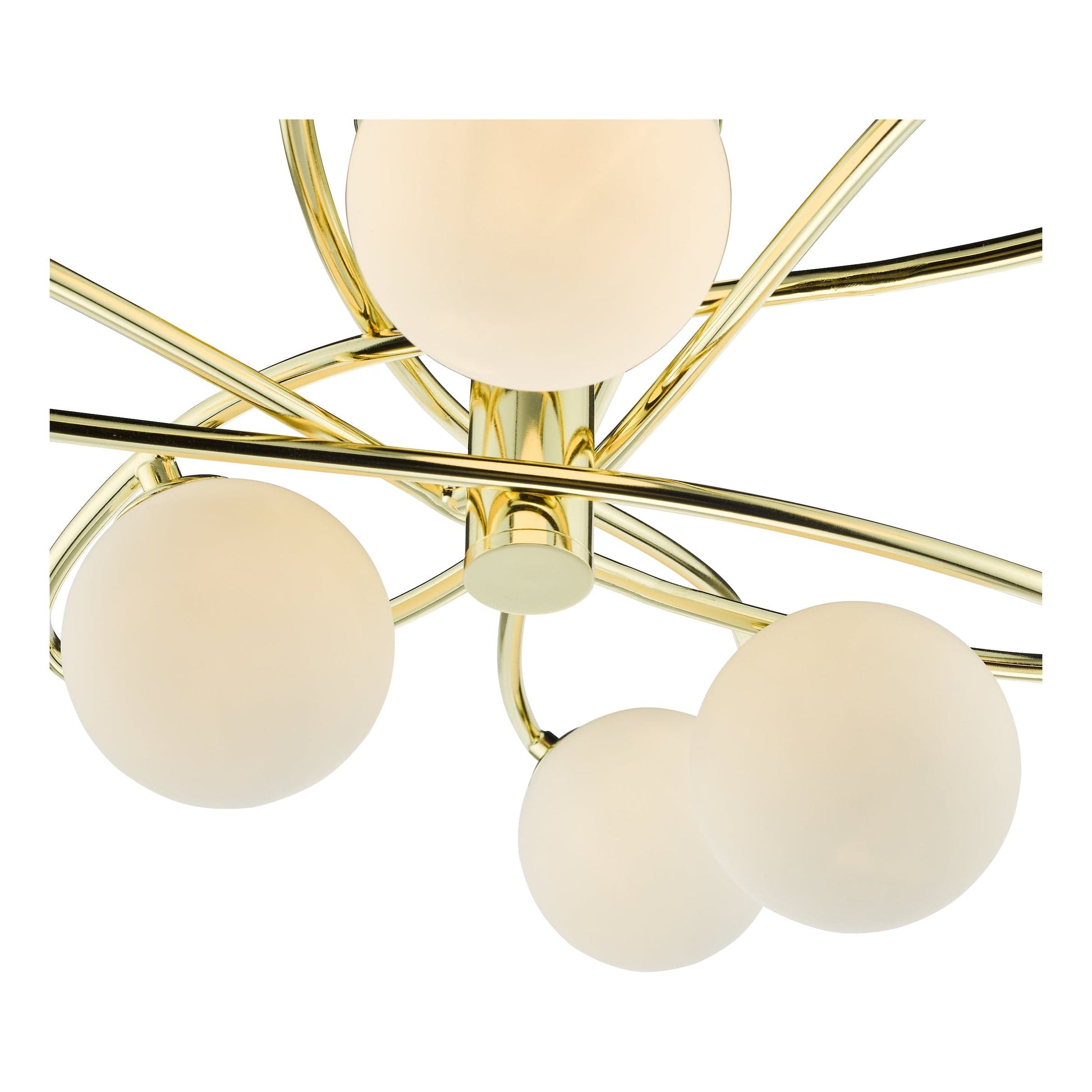 dar lighting Lysandra 6 Light Semi-Flush Polished Gold and Opal Glass LYS6435