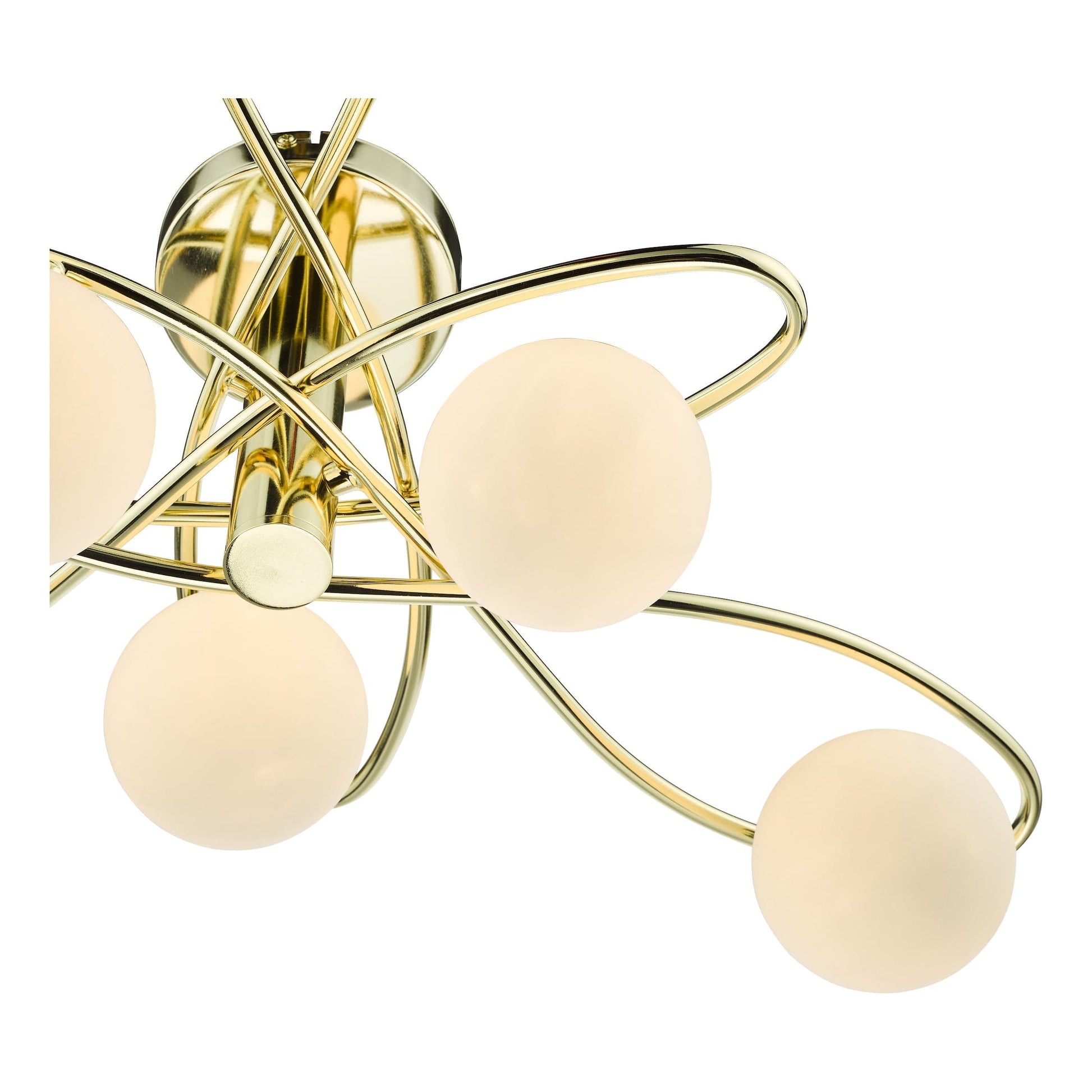 dar lighting Lysandra 6 Light Semi-Flush Polished Gold and Opal Glass LYS6435