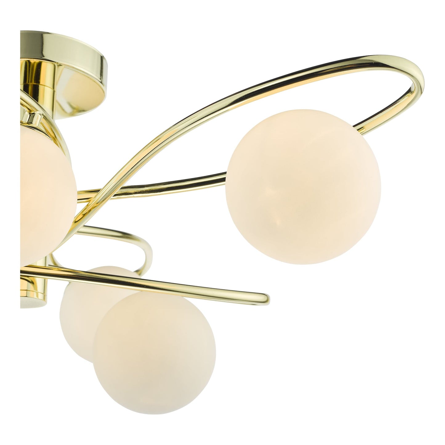 dar lighting Lysandra 6 Light Semi-Flush Polished Gold and Opal Glass LYS6435