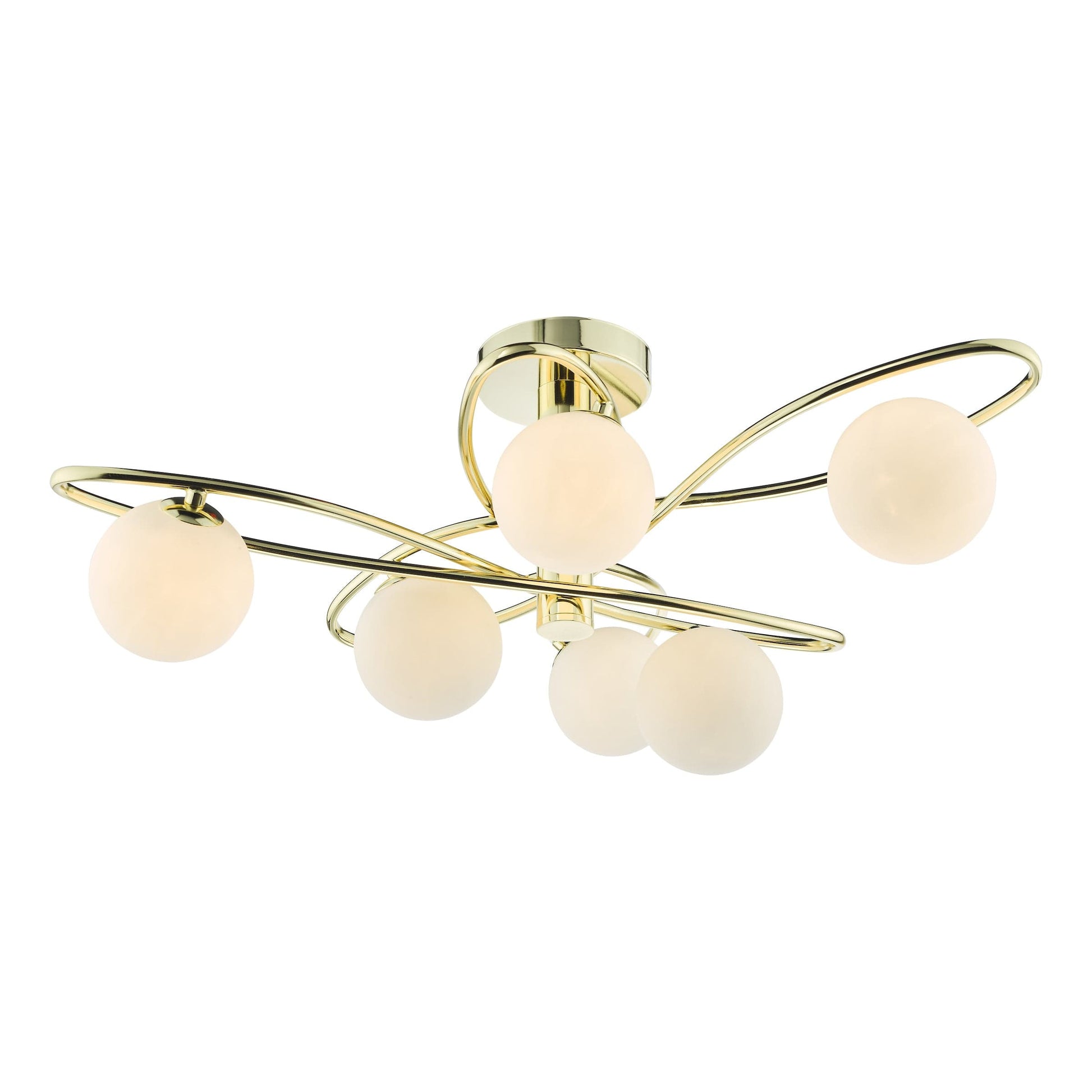 dar lighting Lysandra 6 Light Semi-Flush Polished Gold and Opal Glass LYS6435