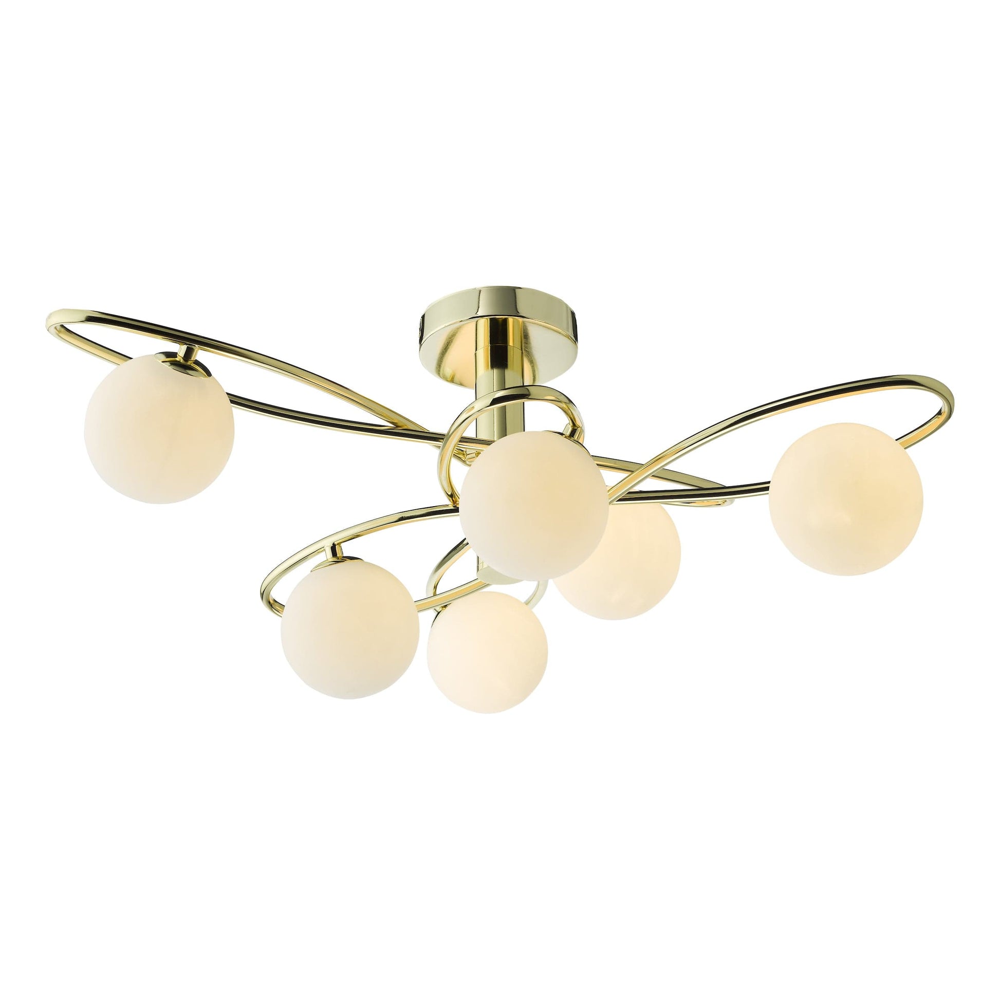 dar lighting Lysandra 6 Light Semi-Flush Polished Gold and Opal Glass LYS6435