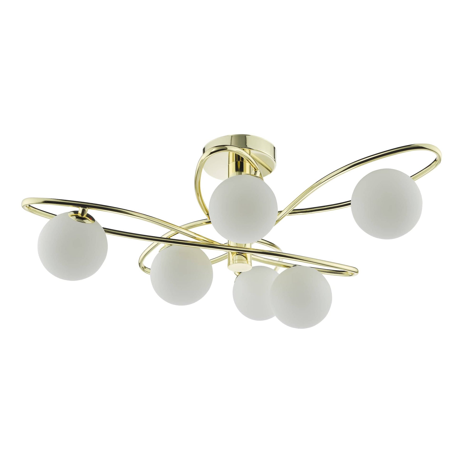 dar lighting Lysandra 6 Light Semi-Flush Polished Gold and Opal Glass LYS6435