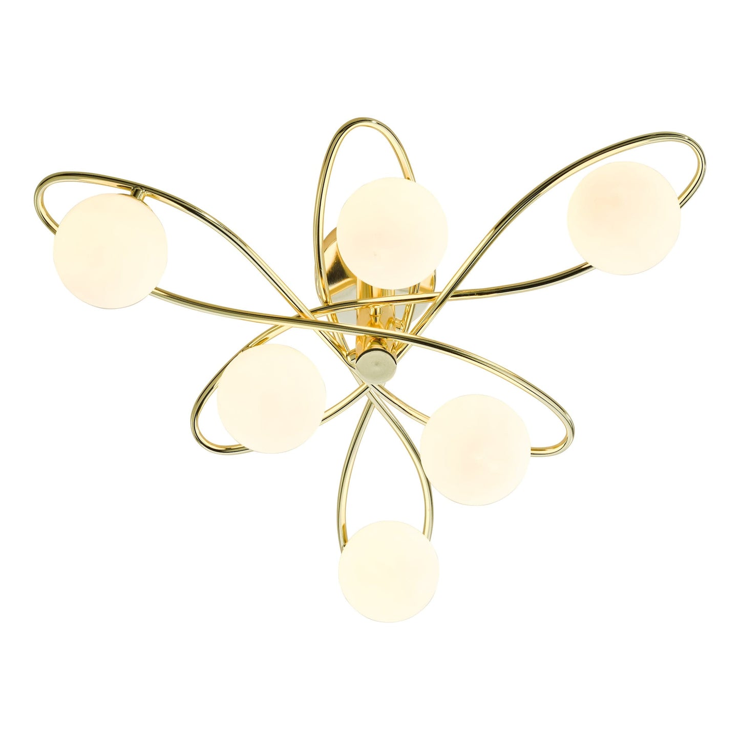 dar lighting Lysandra 6 Light Semi-Flush Polished Gold and Opal Glass LYS6435