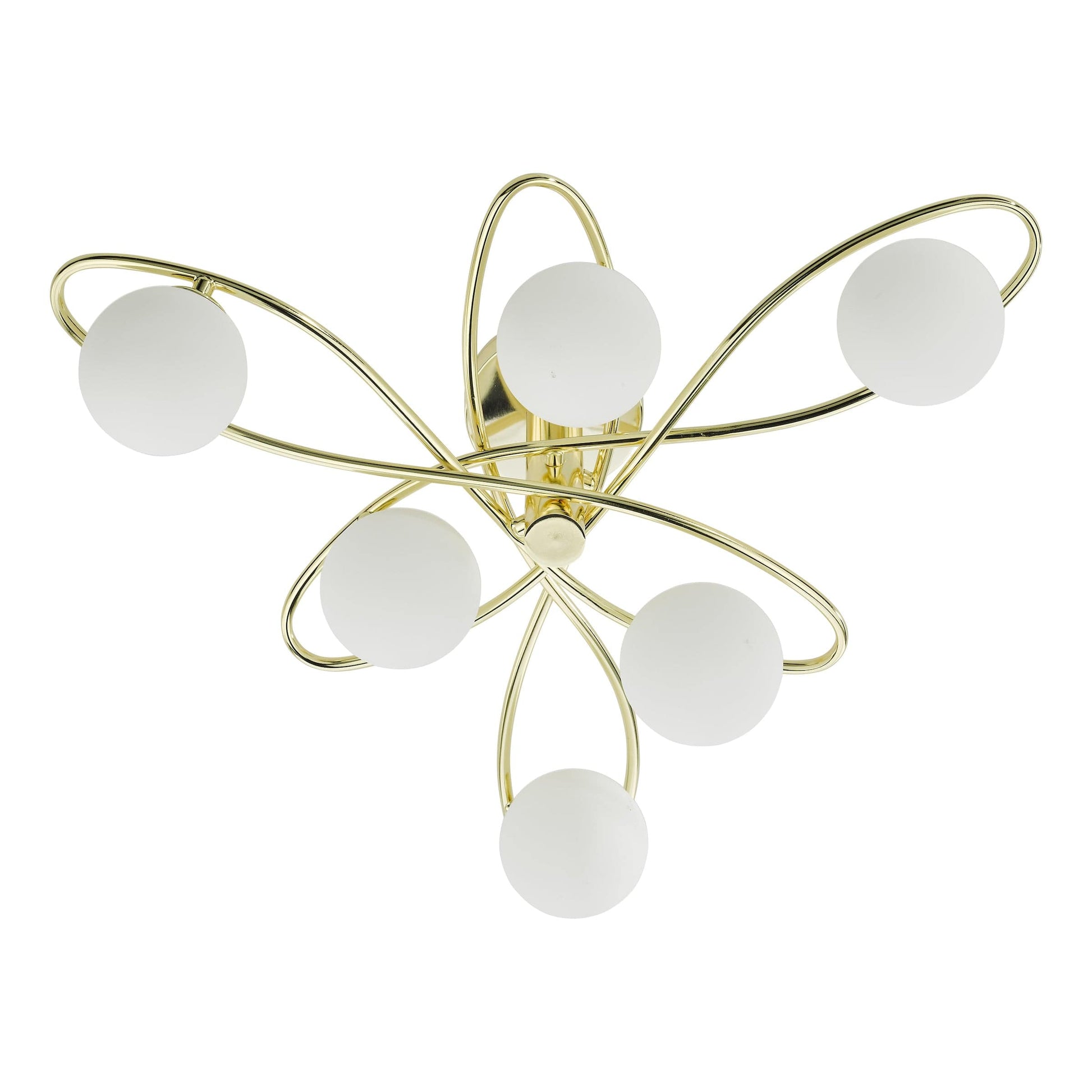 dar lighting Lysandra 6 Light Semi-Flush Polished Gold and Opal Glass LYS6435