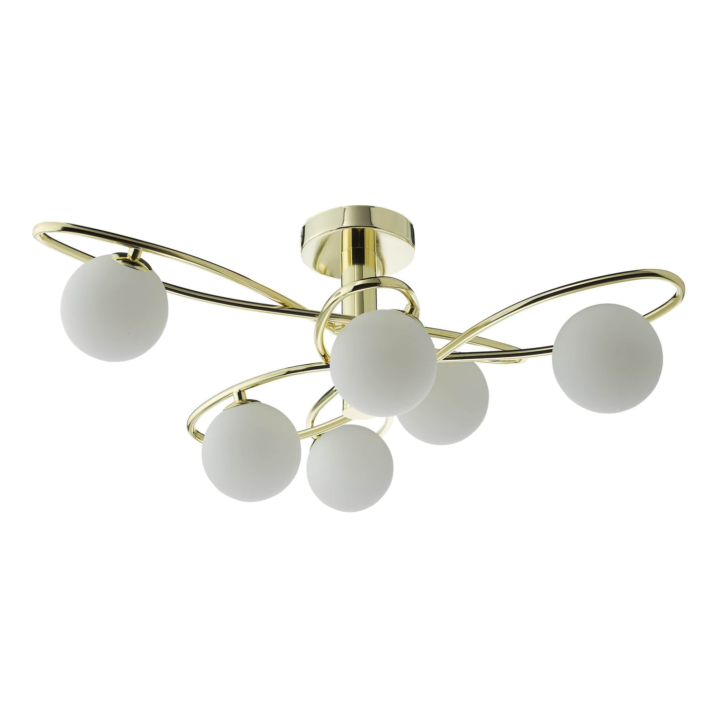 dar lighting Lysandra 6 Light Semi-Flush Polished Gold and Opal Glass LYS6435