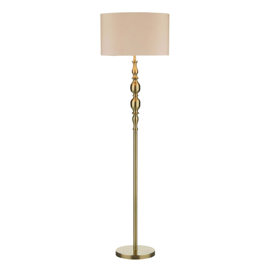 dar lighting Madrid Floor Lamp Antique Brass With Shade MAD4975