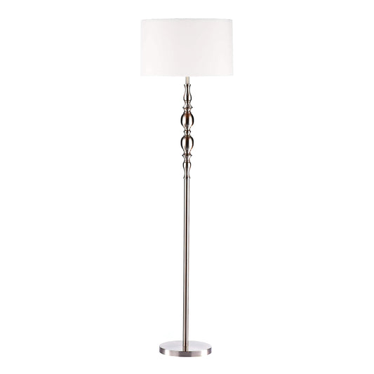 dar lighting Madrid Floor Lamp Satin Chrome With Shade MAD4946