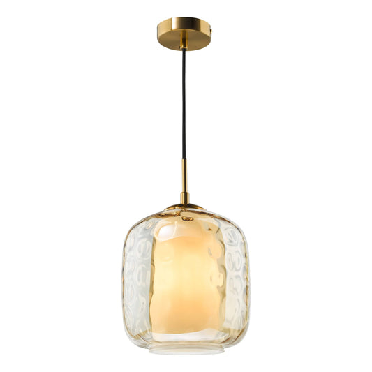 dar lighting Majella Pendant Aged Brass and Champagne Glass MAJ0145
