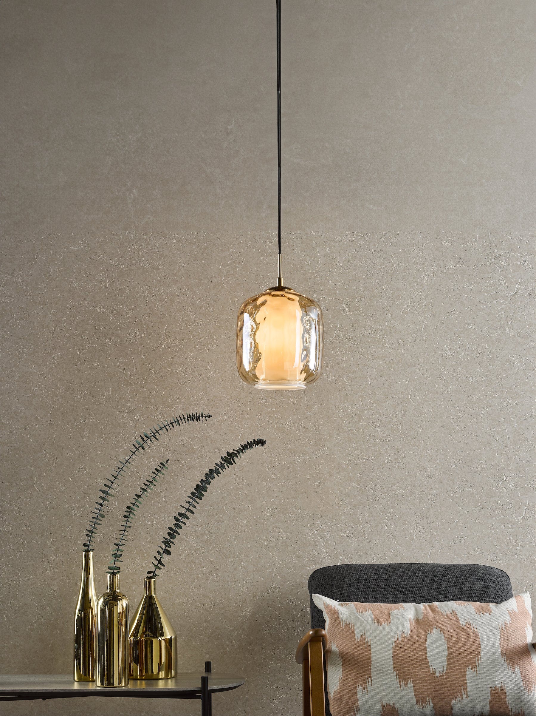 dar lighting Majella Pendant Aged Brass and Champagne Glass MAJ0145