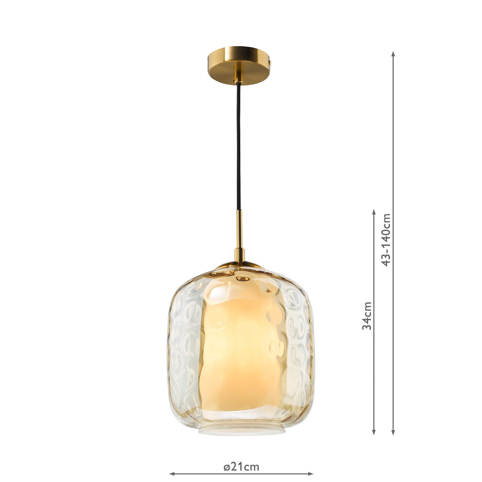 dar lighting Majella Pendant Aged Brass and Champagne Glass MAJ0145