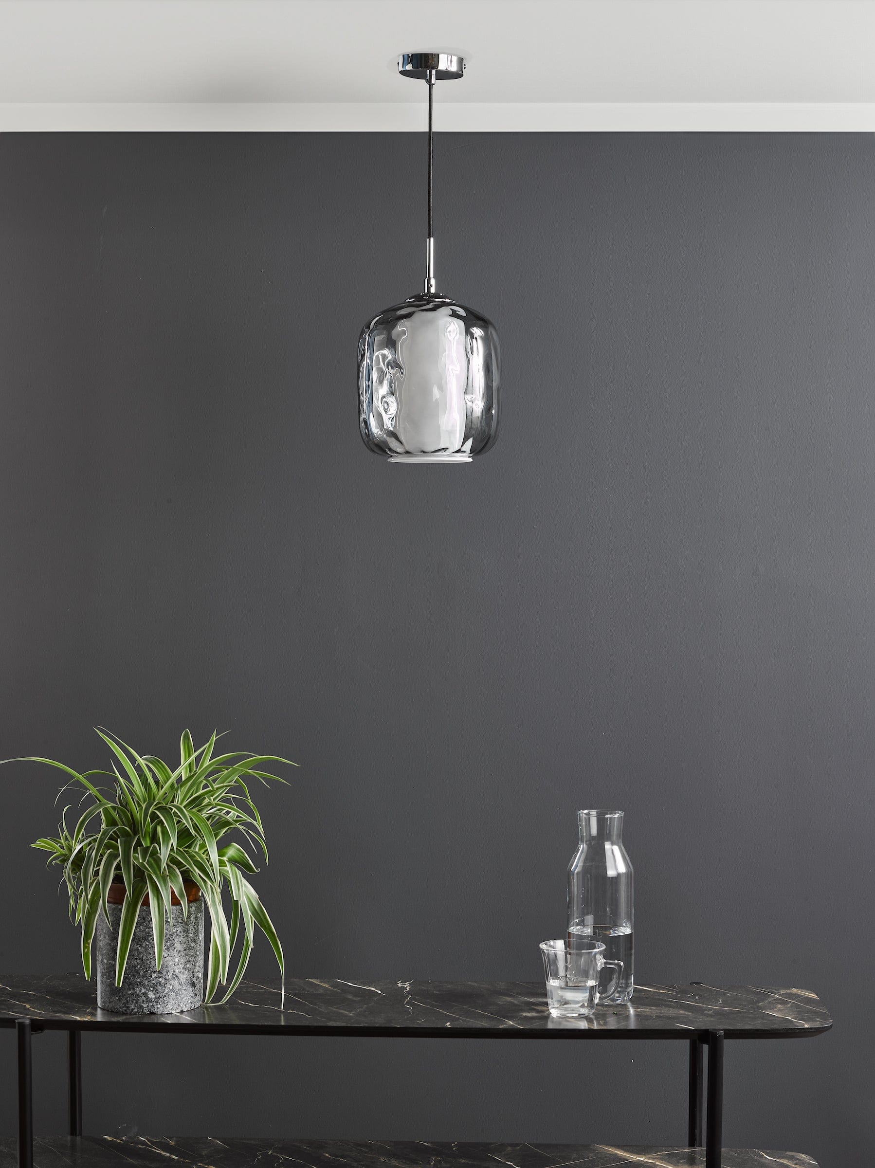 dar lighting Majella Pendant Polished Chrome and Smoked Glass MAJ0150