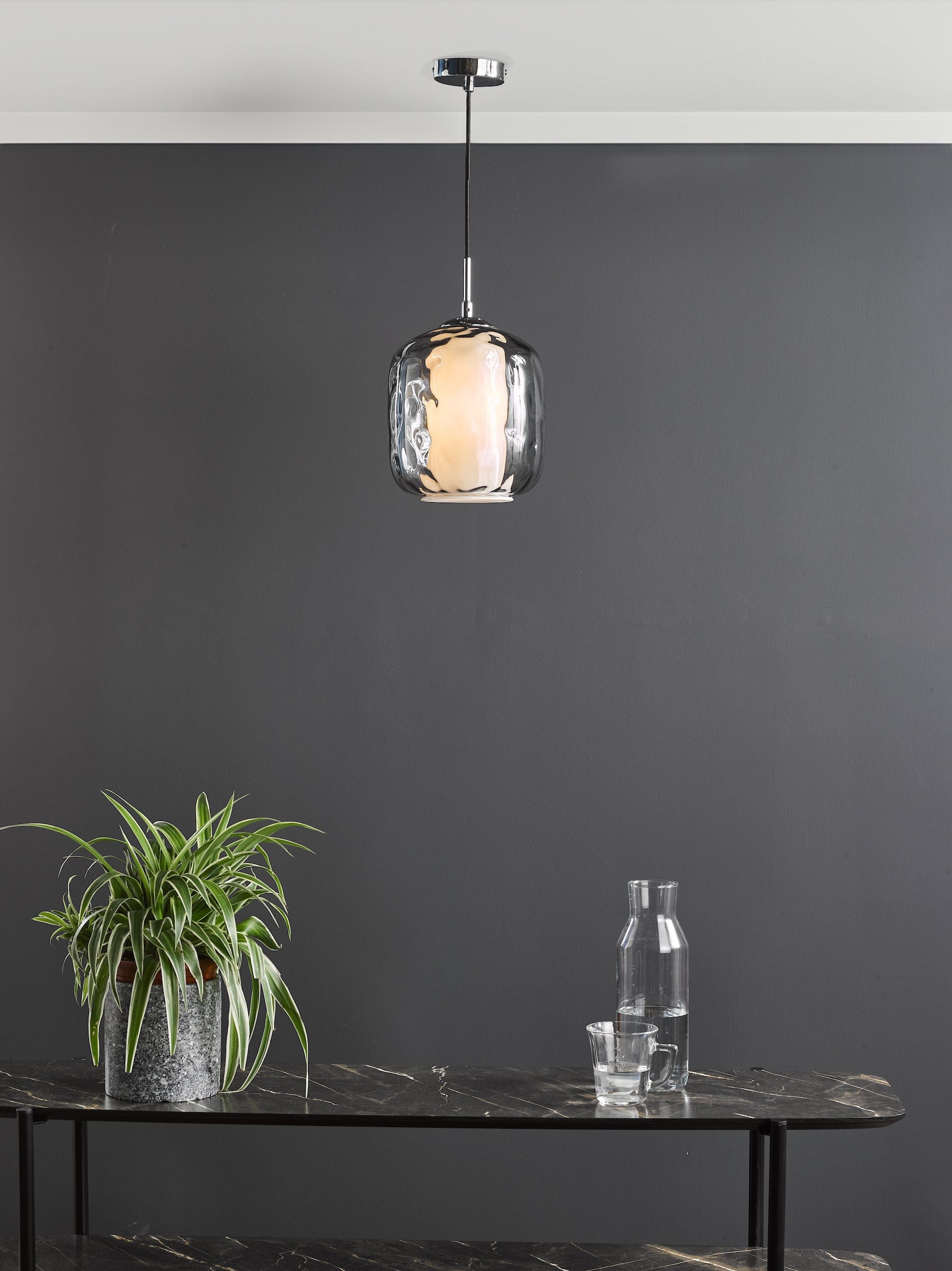 dar lighting Majella Pendant Polished Chrome and Smoked Glass MAJ0150