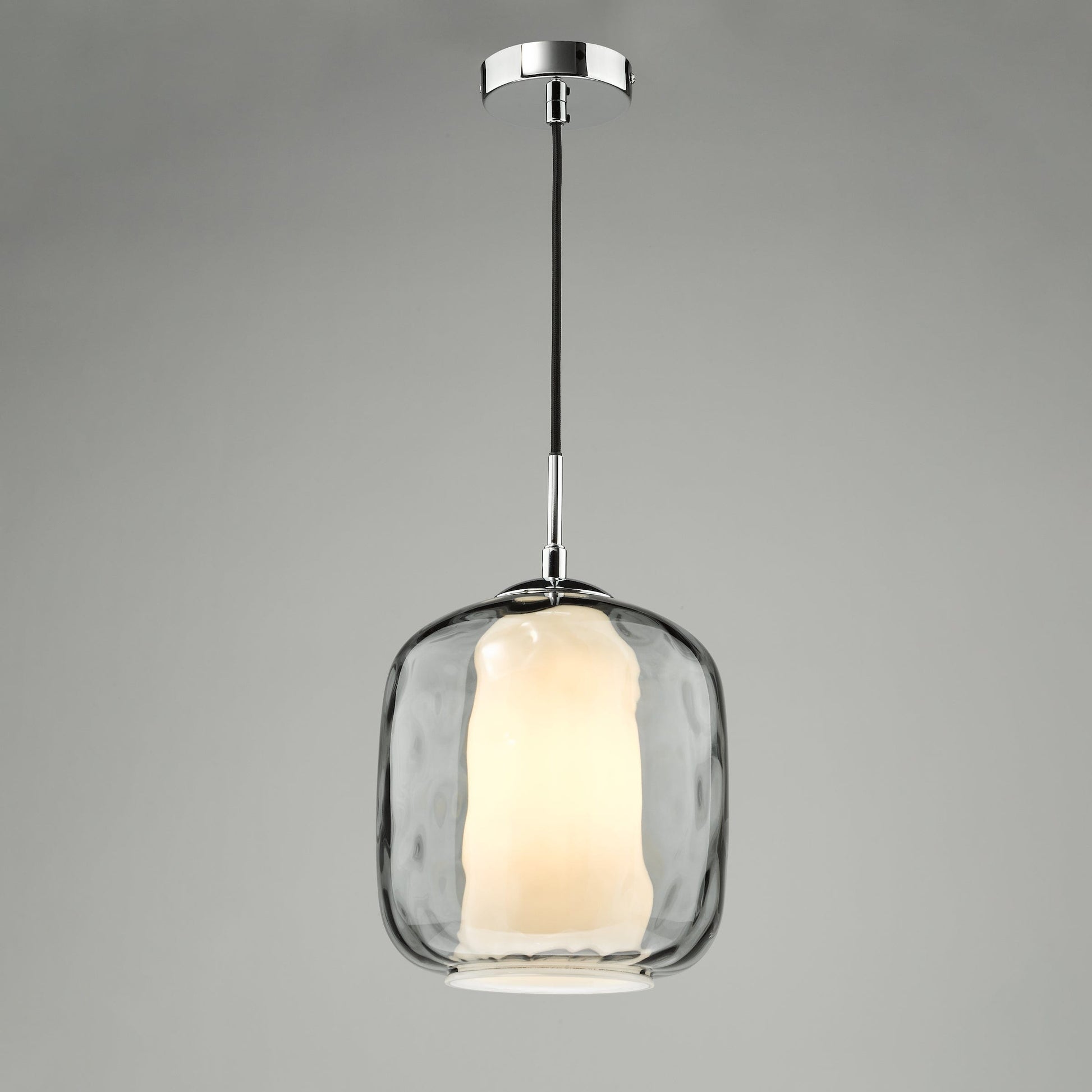 dar lighting Majella Pendant Polished Chrome and Smoked Glass MAJ0150