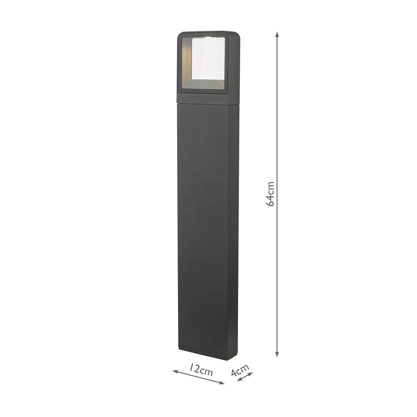 dar lighting Malone Outdoor Post With Square Light Matt Grey IP65 LED MAL4539