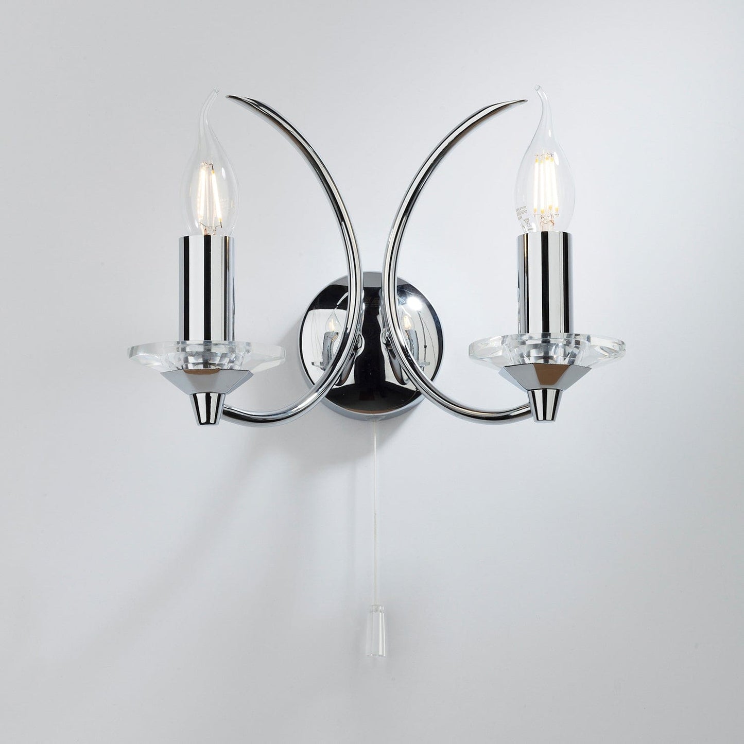 dar lighting Medusa 2 Light Wall Light Crystal Polished Chrome MED0950