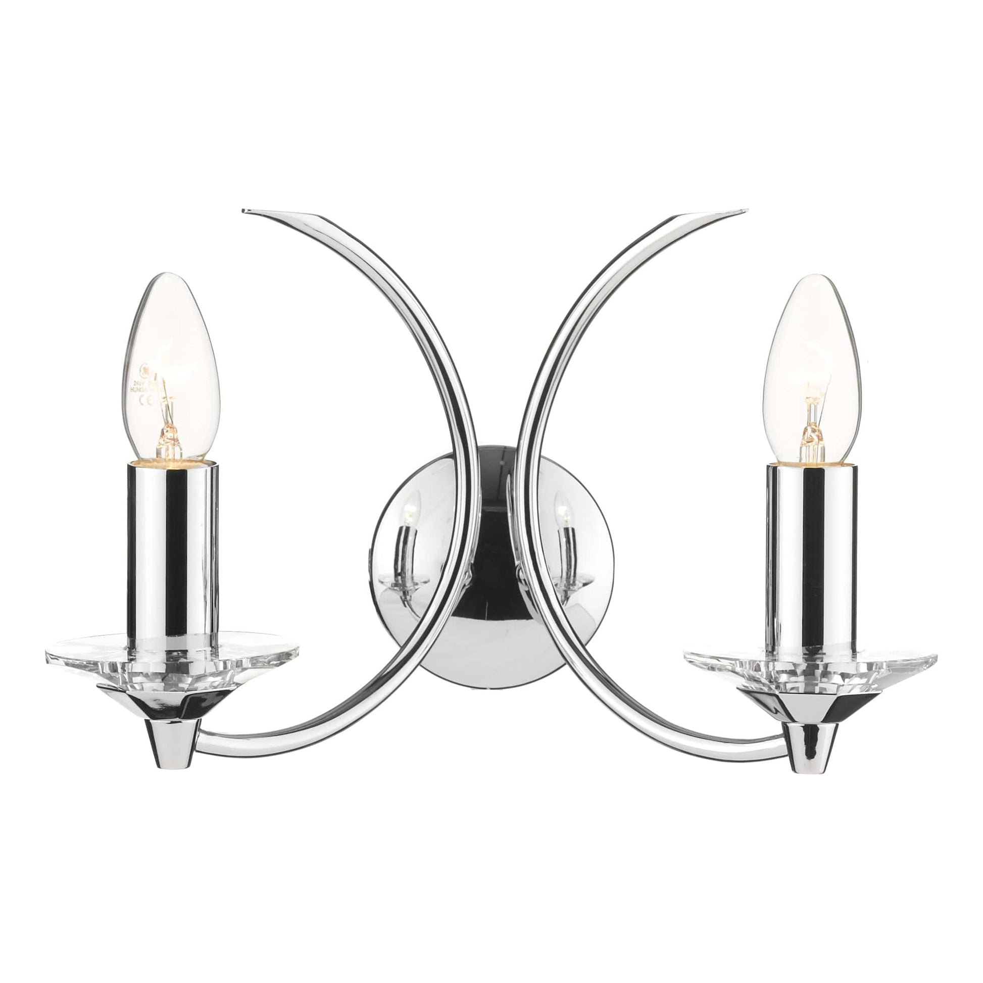 dar lighting Medusa 2 Light Wall Light Crystal Polished Chrome MED0950