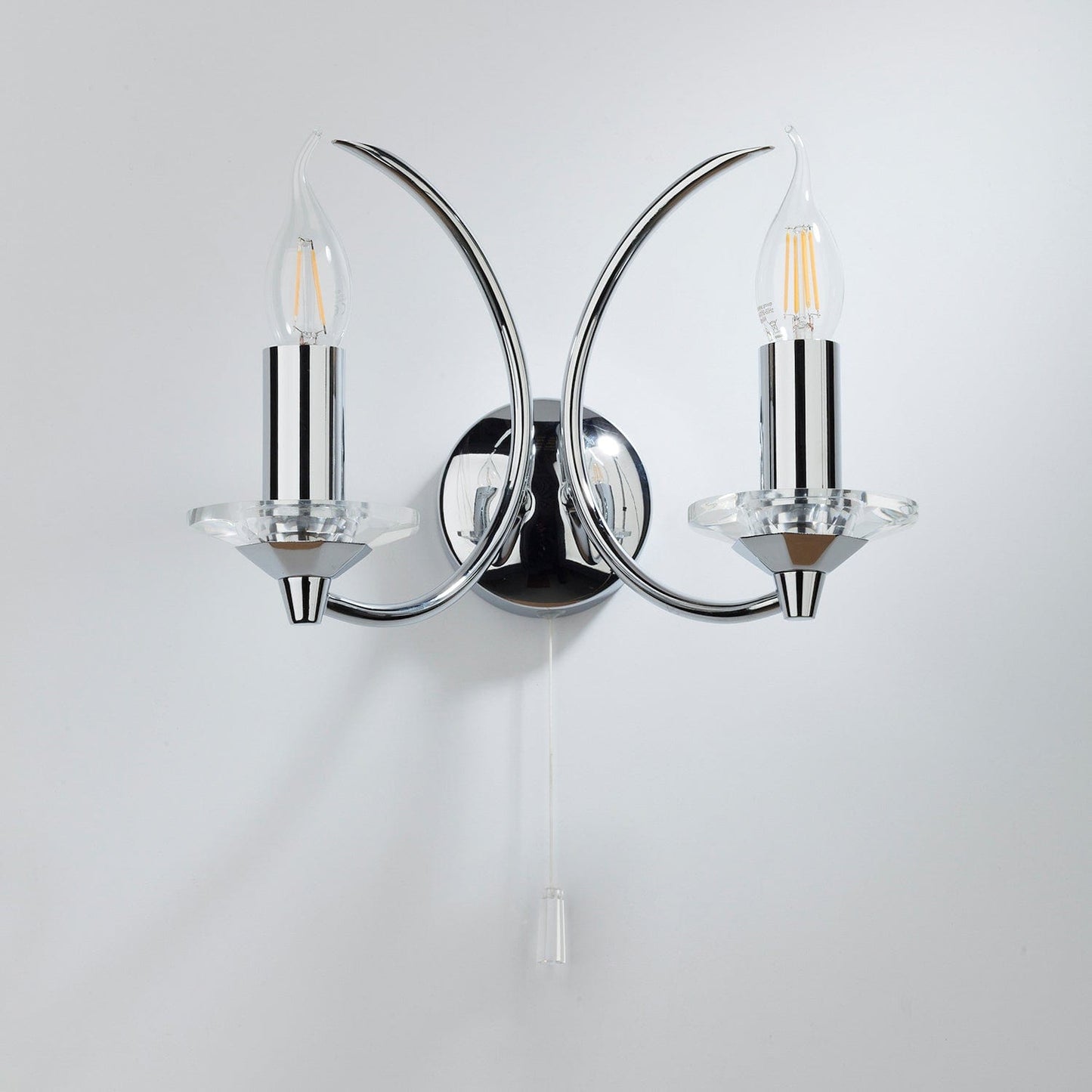 dar lighting Medusa 2 Light Wall Light Crystal Polished Chrome MED0950