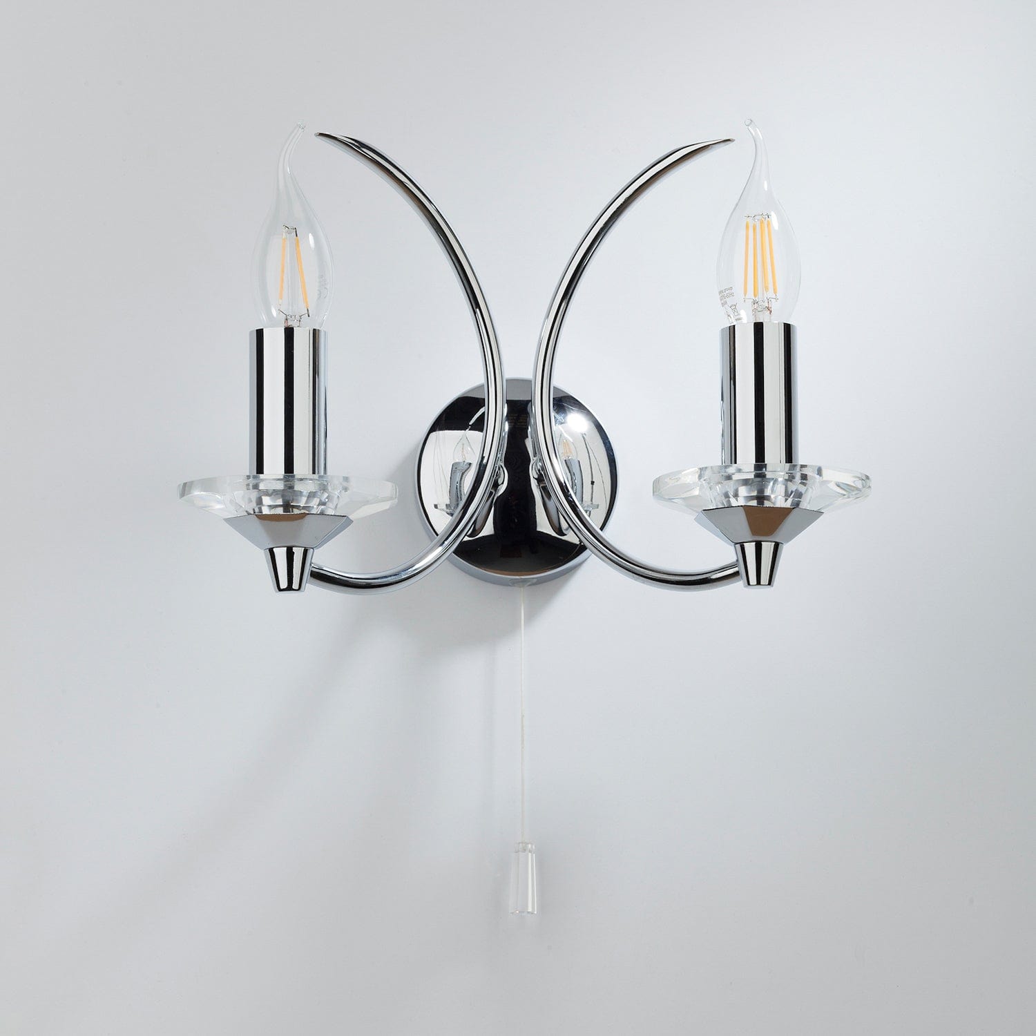 dar lighting Medusa 2 Light Wall Light Crystal Polished Chrome MED0950