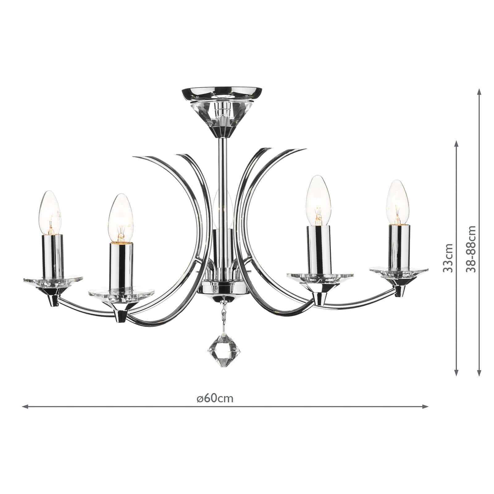 dar lighting Medusa 5 Light Dual Mount Pendant K9 Crystal Polished Chrome MED0550